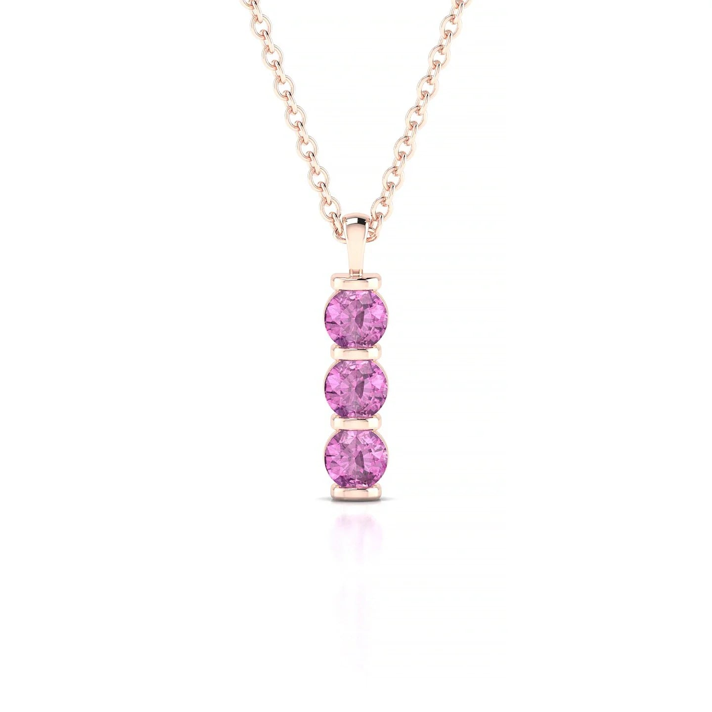 Fall | 18k Rose Gold 3 mm Round Pink Sapphire Pendant