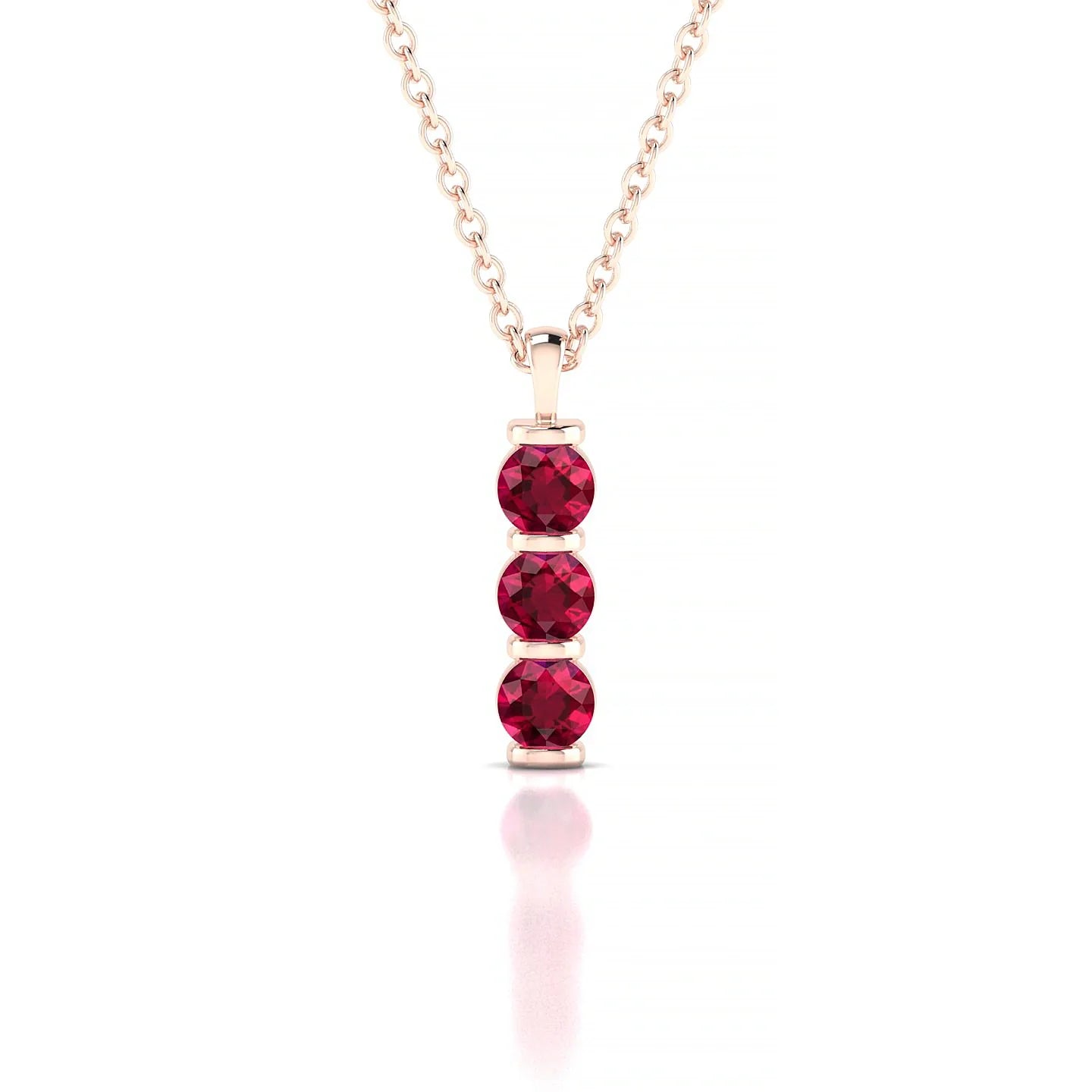 Fall | 18k Rose Gold 3 mm Round Ruby Pendant