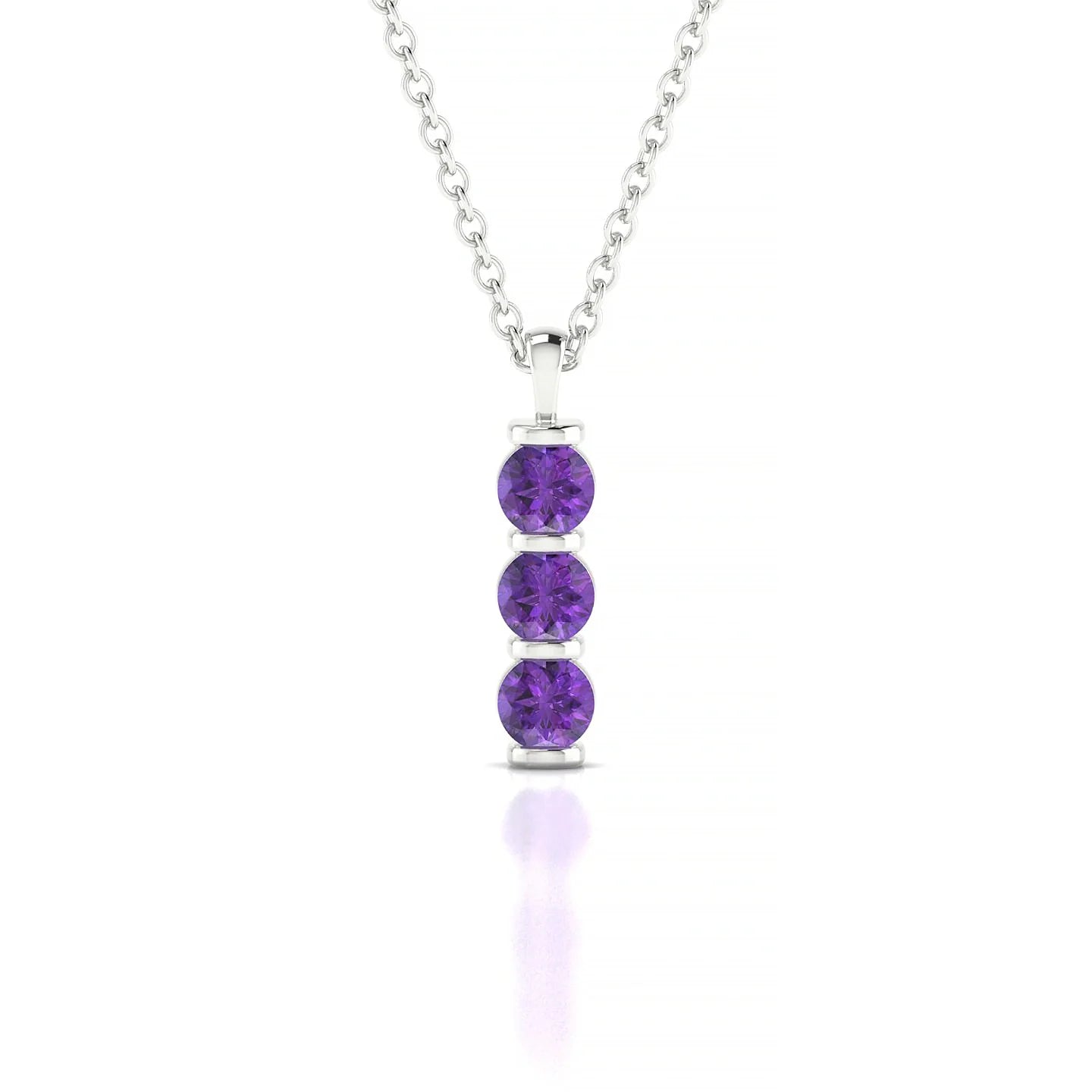 Fall | 18k White Gold 3 mm Round Amethyst Pendant