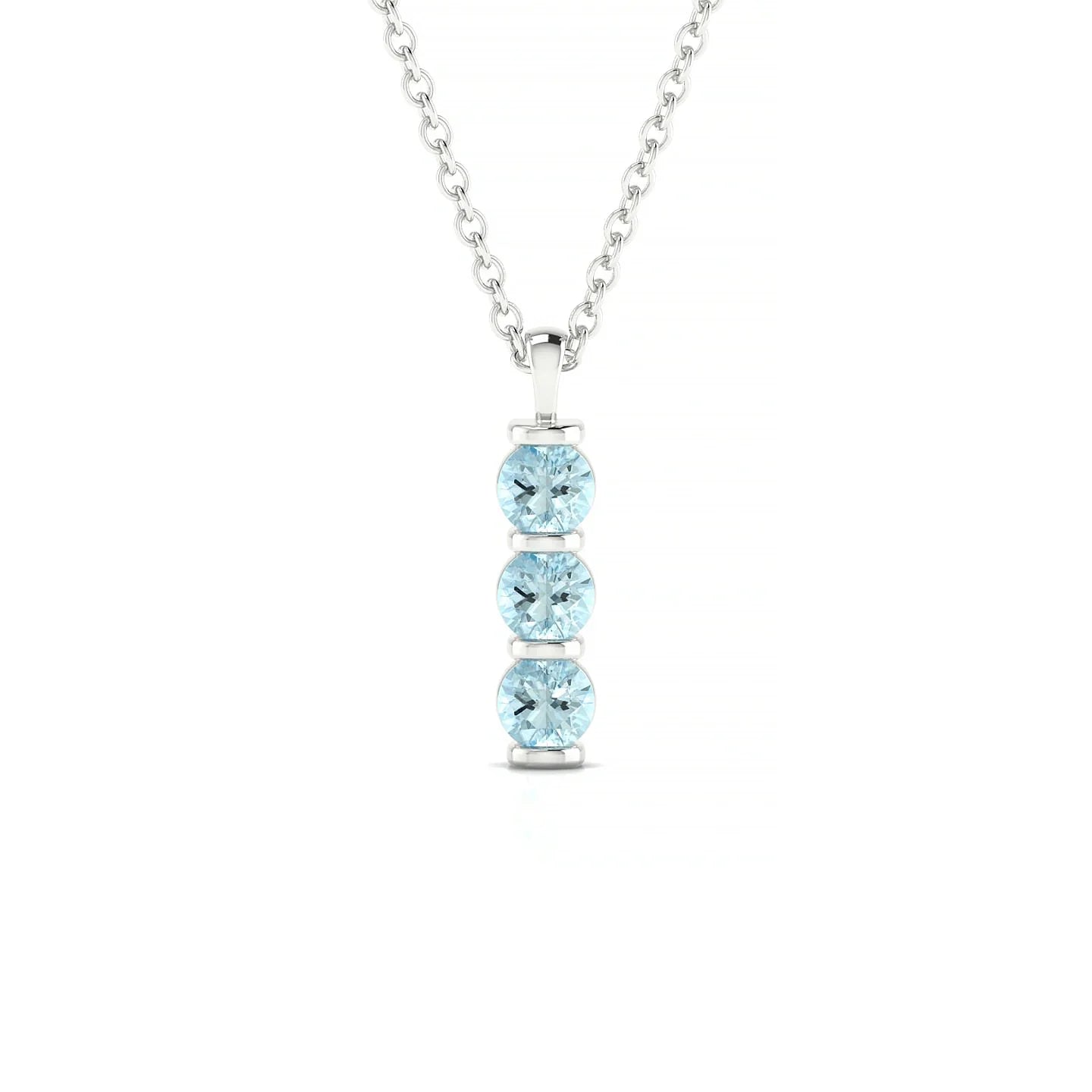 Fall | 18k White Gold 3 mm Round Aquamarine Pendant