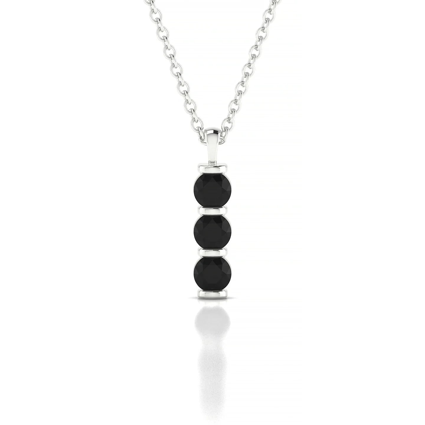 Fall | 18k White Gold 3 mm Round Black Diamond Pendant