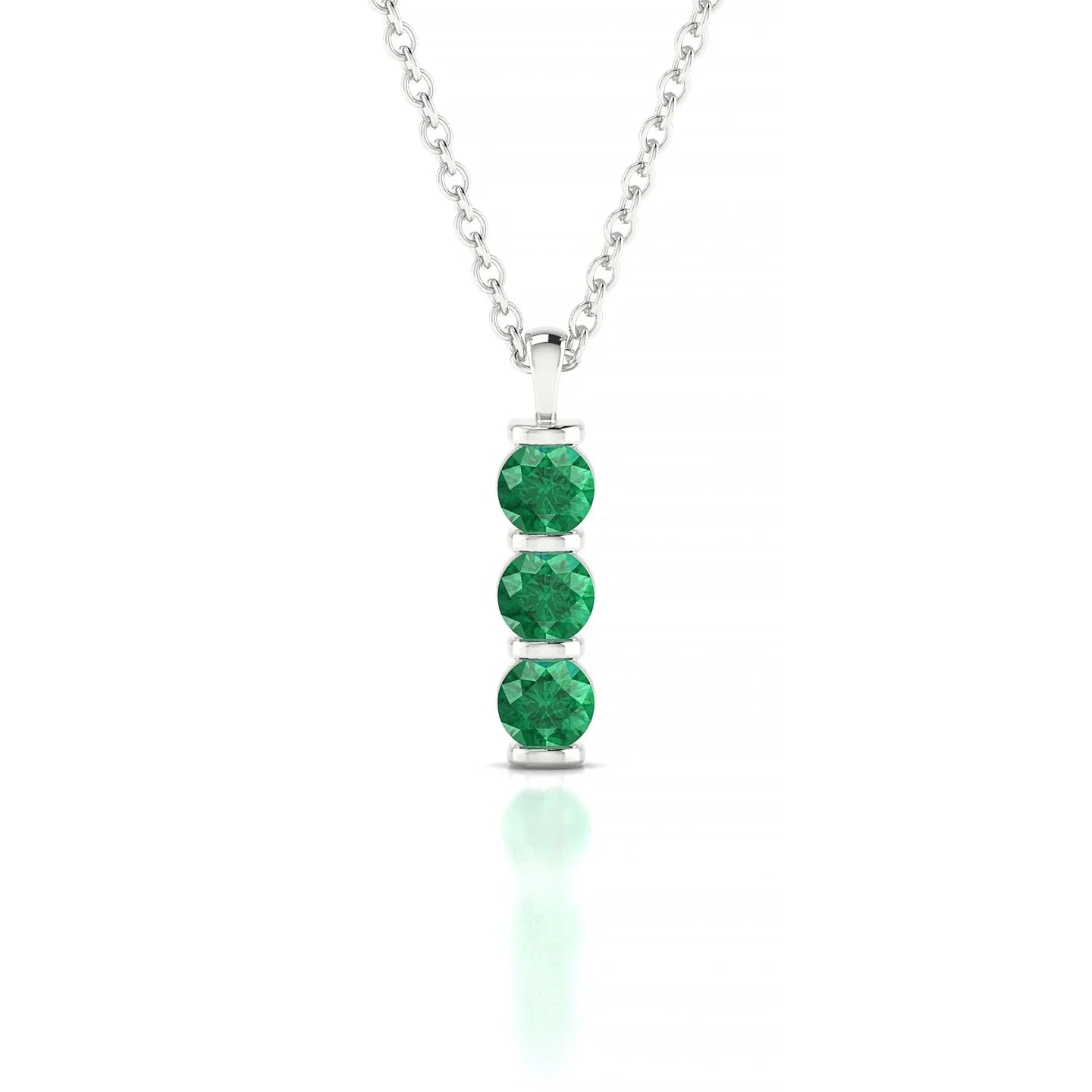 Fall | 18k White Gold 3 mm Round Emerald Pendant