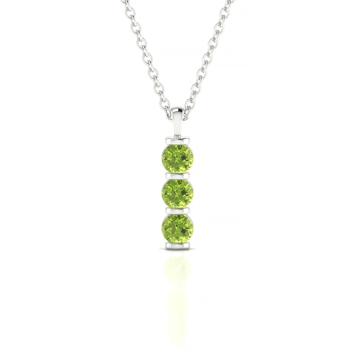 Fall | 18k White Gold 3 mm Round Peridot Pendant