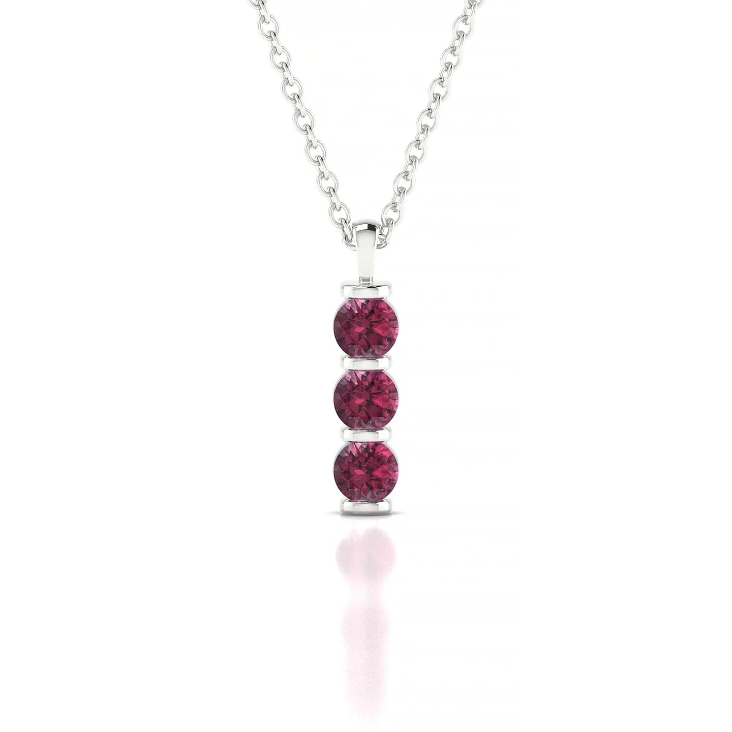Fall | 18k White Gold 3 mm Round Rhodolite Pendant