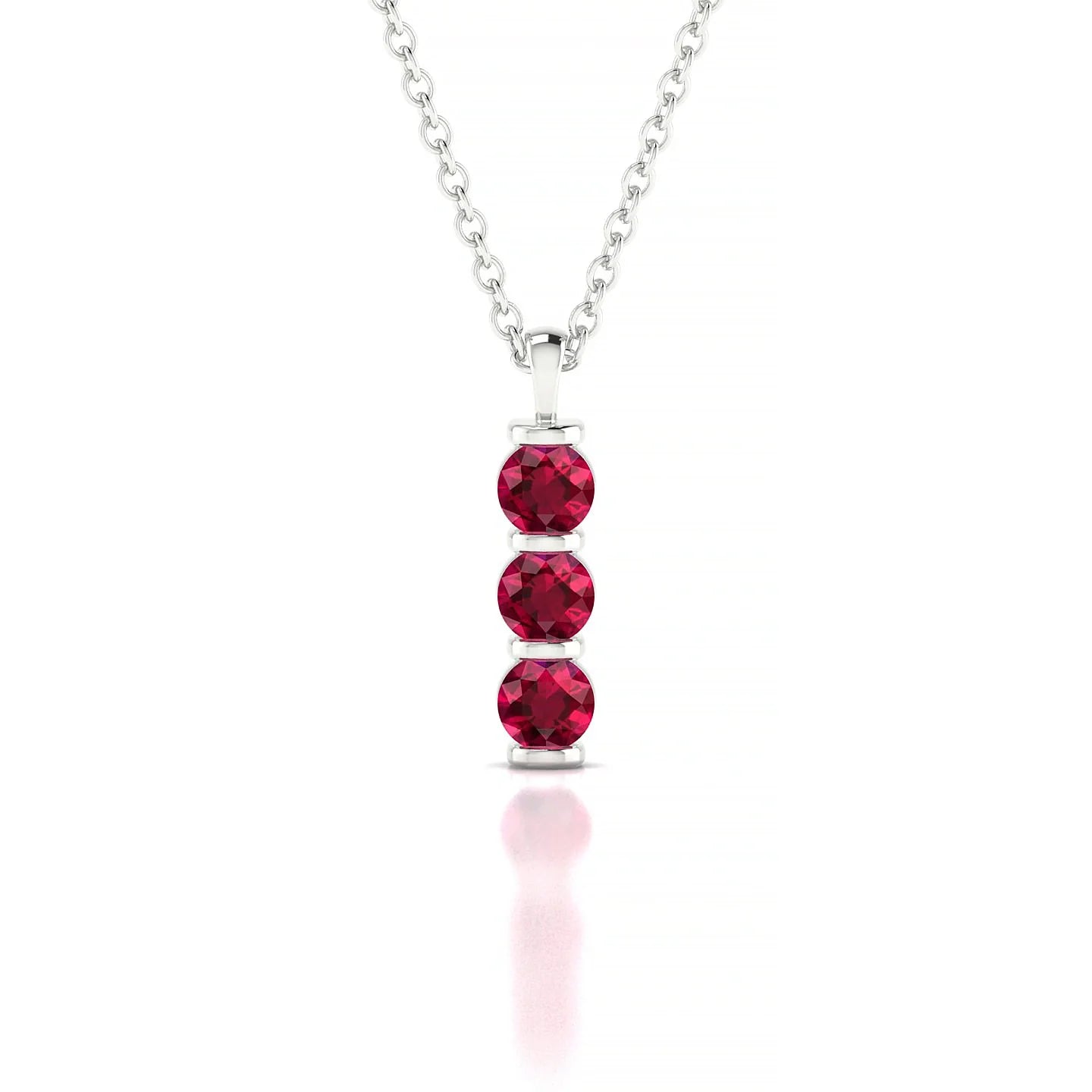 Fall | 18k White Gold 3 mm Round Ruby Pendant