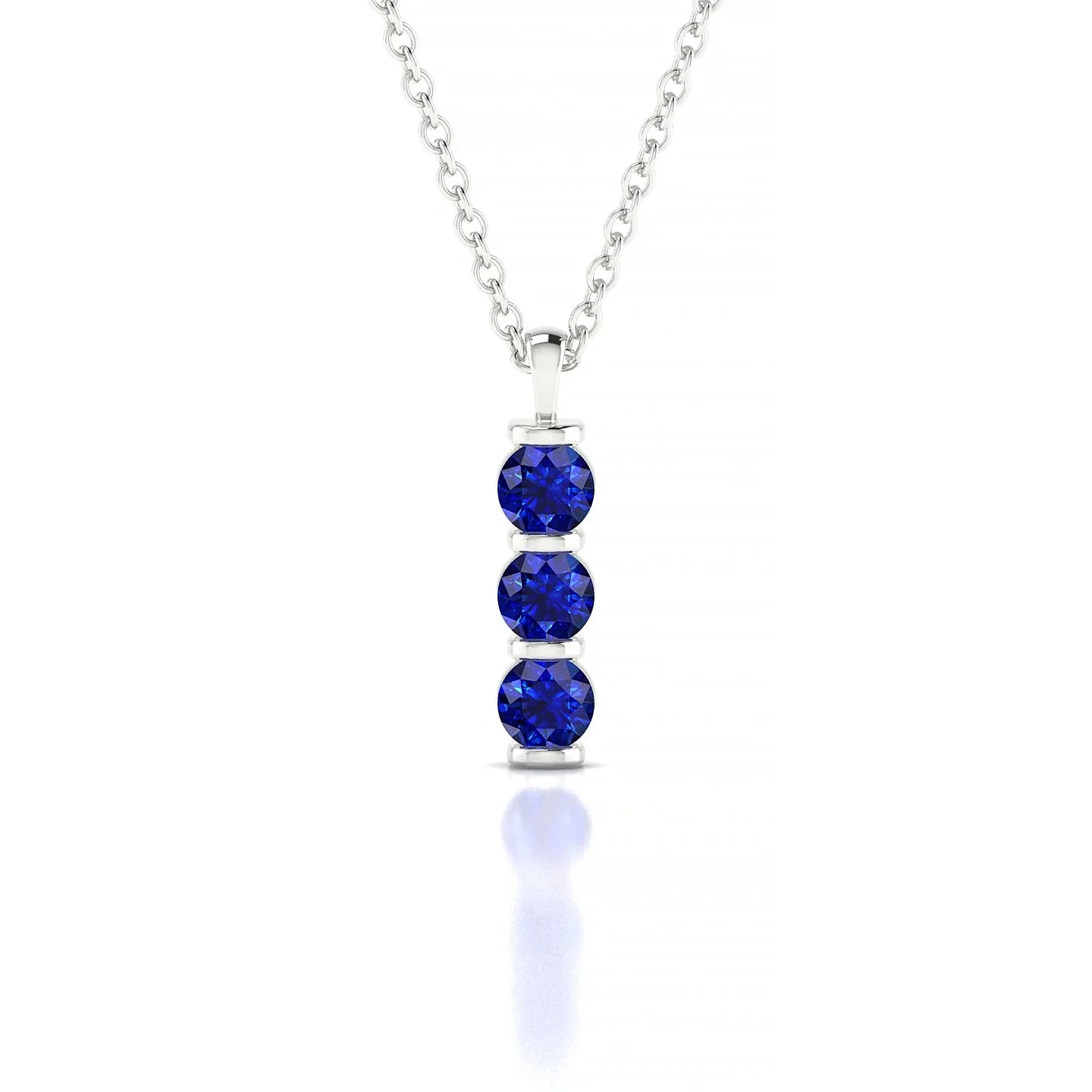 Fall | 18k White Gold 3 mm Round Sapphire Pendant