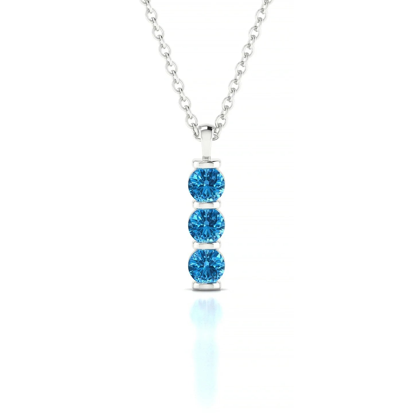 Fall | 18k White Gold 3 mm Round Topaz Pendant