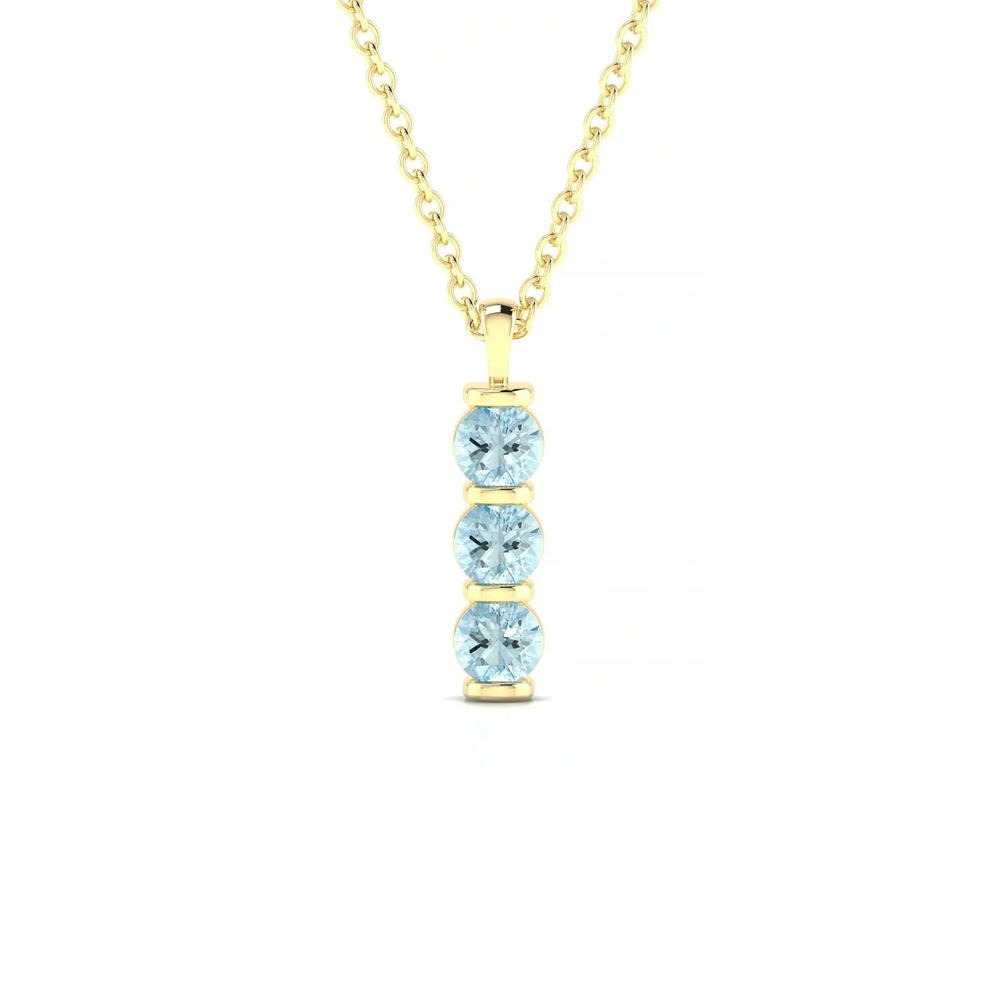 Fall | 18k Yellow Gold 3 mm Round Aquamarine Pendant