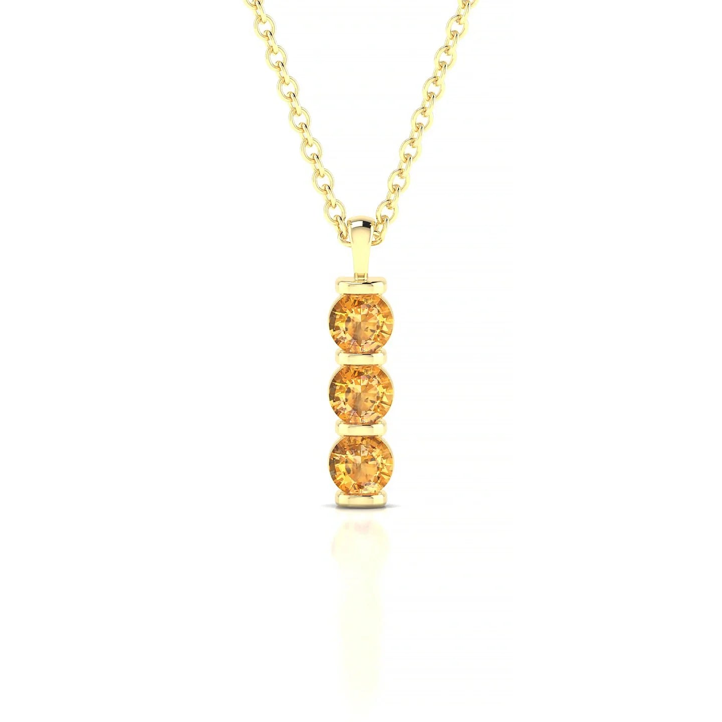 Fall | 18k Yellow Gold 3 mm Round Citrine Pendant