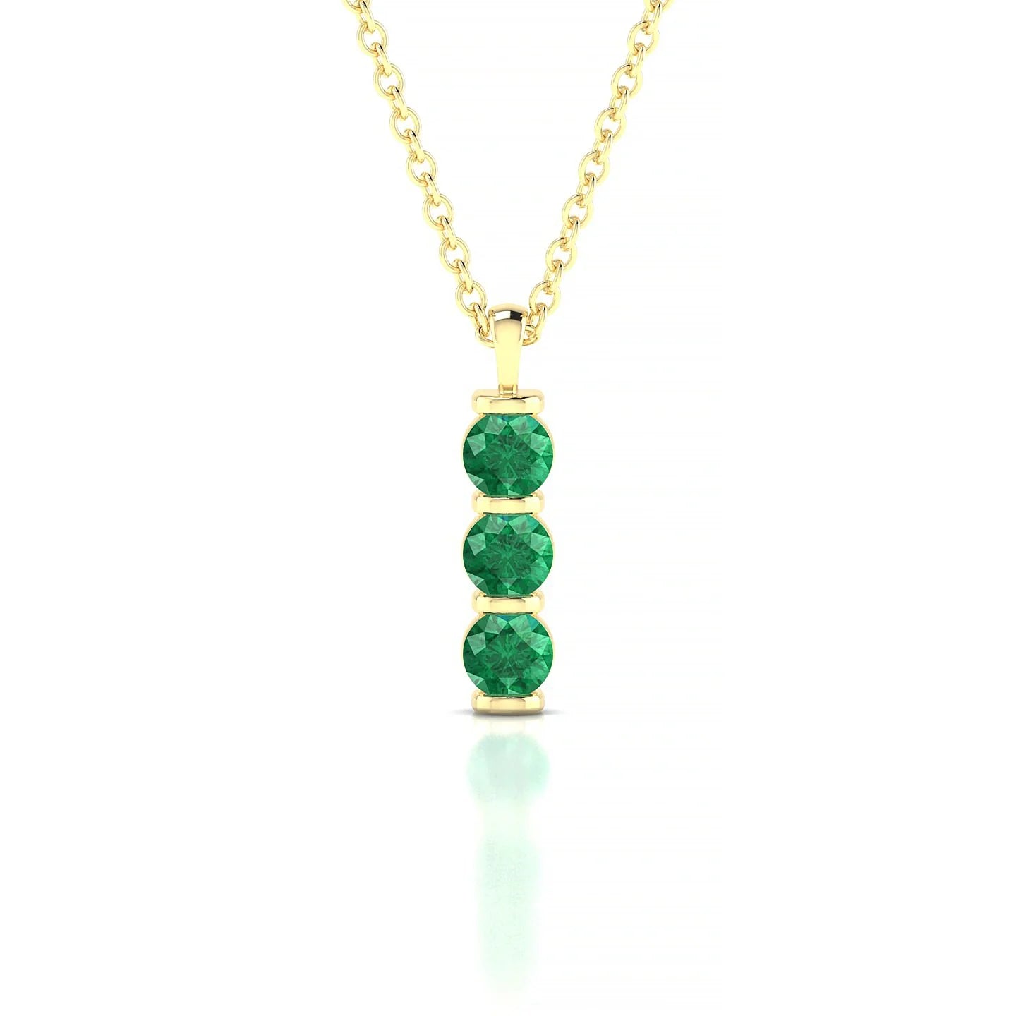 Fall | 18k Yellow Gold 3 mm Round Emerald Pendant