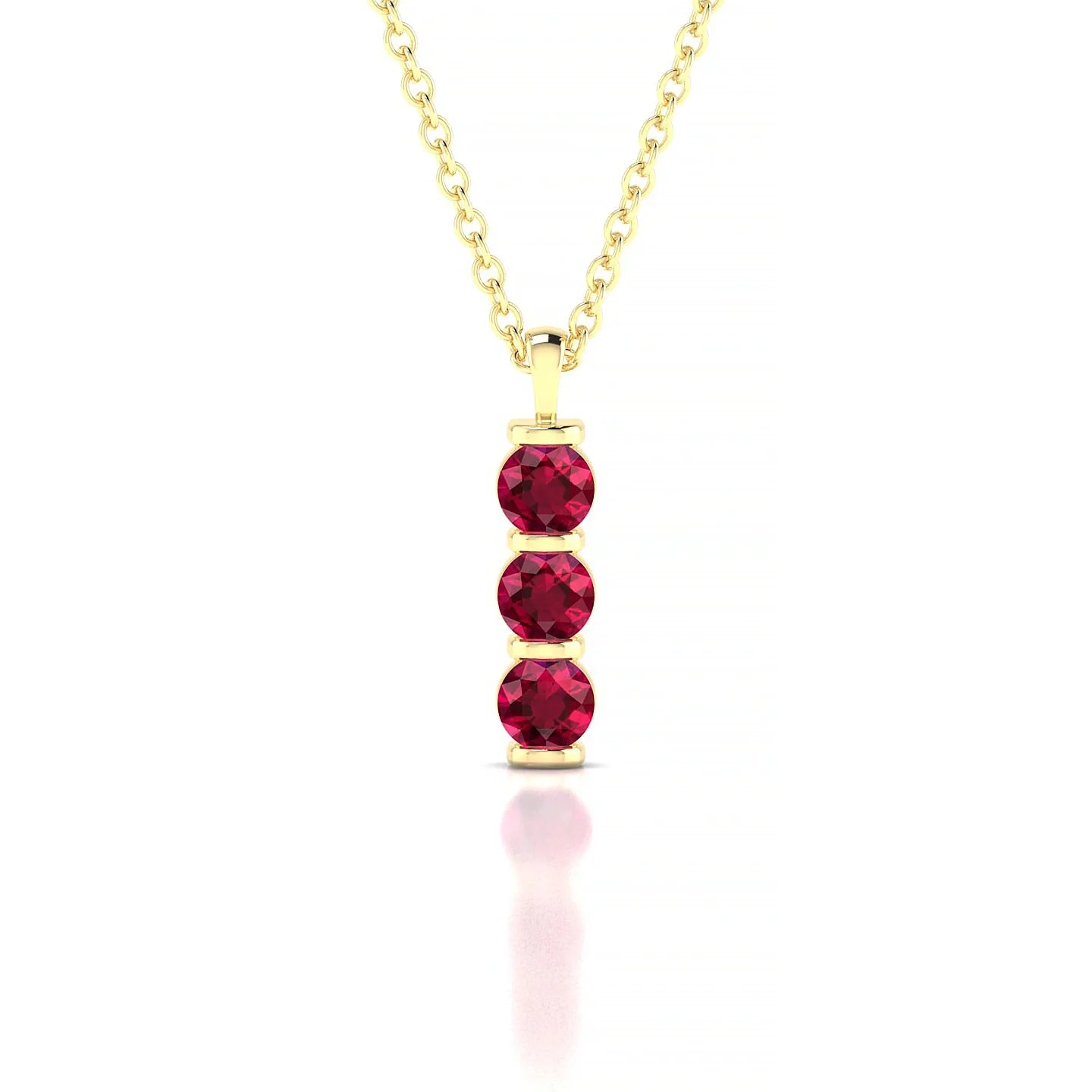 Fall | 18k Yellow Gold 3 mm Round Ruby Pendant