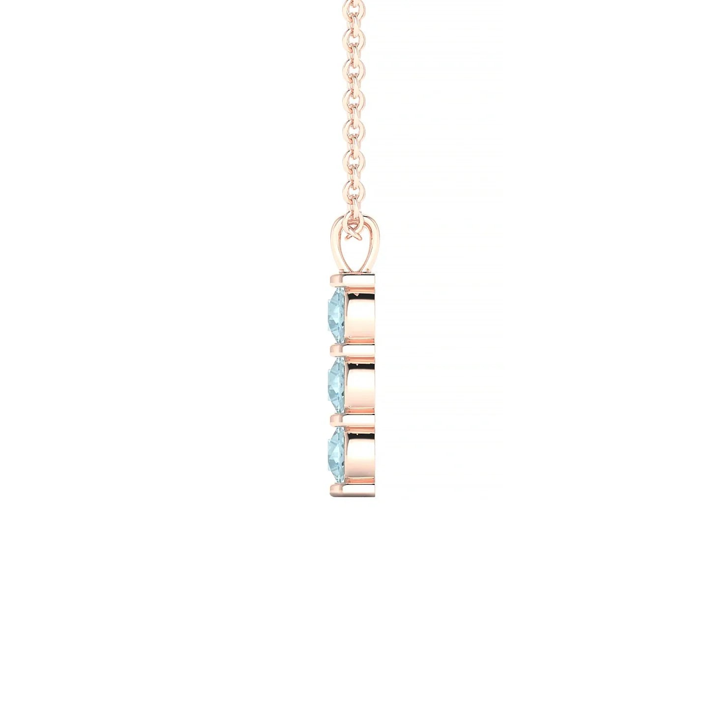 Fall | 18k Rose Gold 3 mm Round Aquamarine Pendant