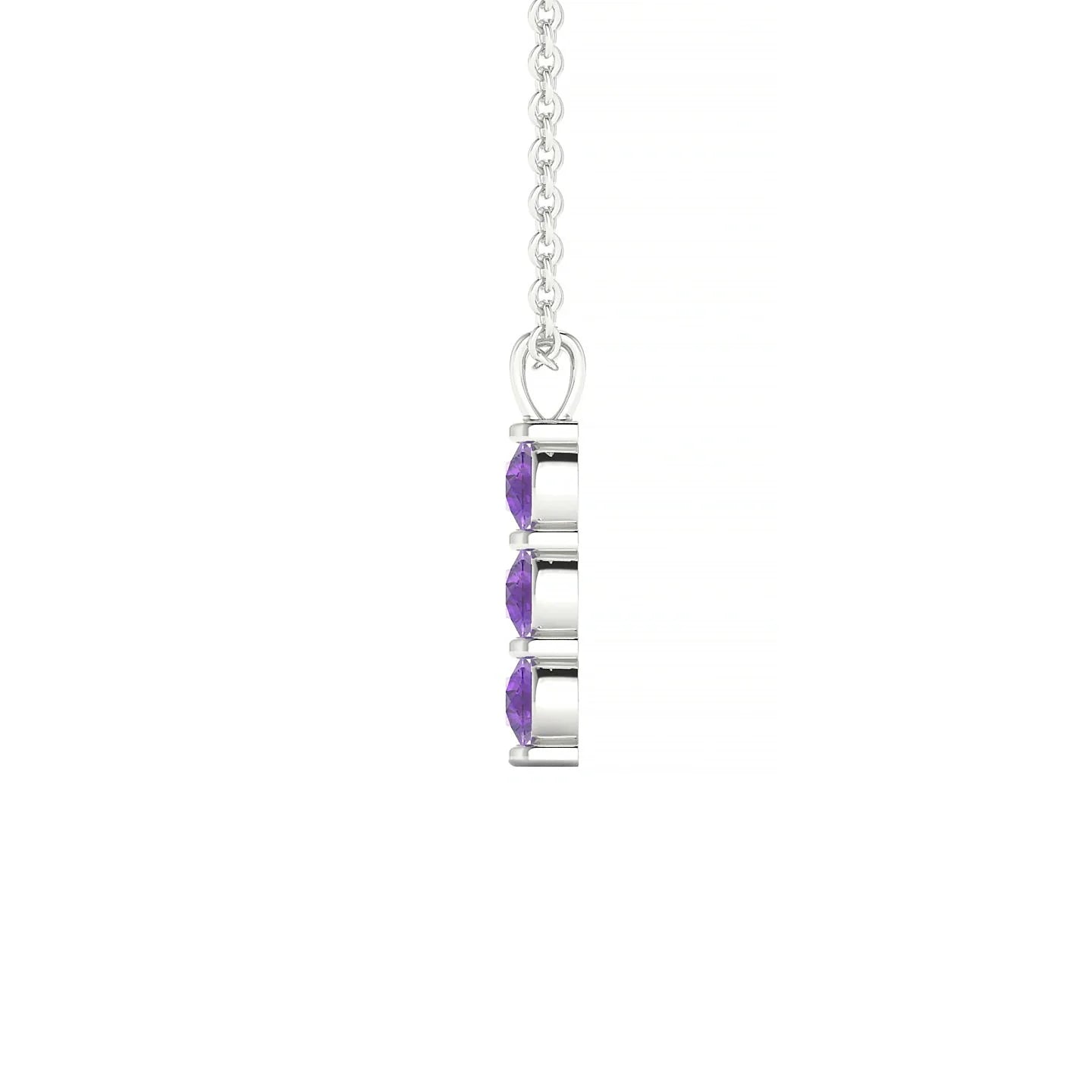 Fall | 18k White Gold 3 mm Round Amethyst Pendant
