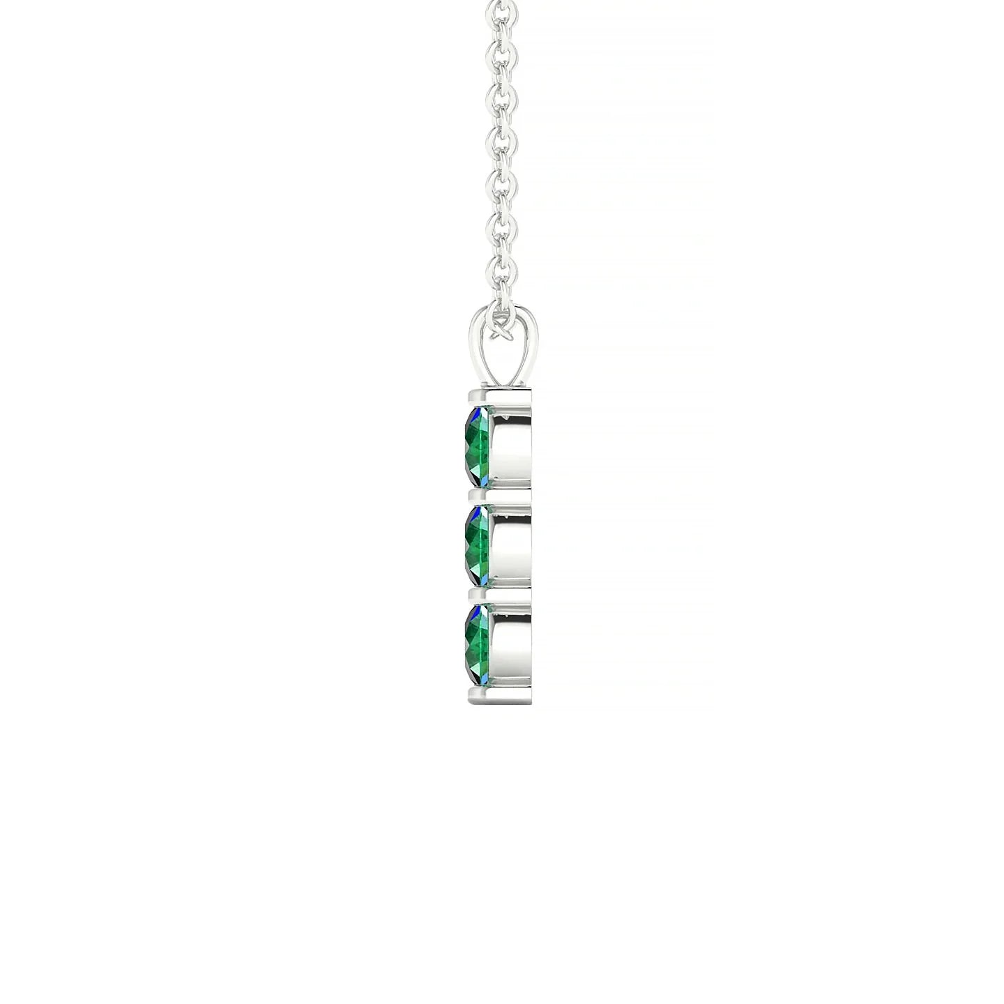 Fall | 18k White Gold 3 mm Round Emerald Pendant