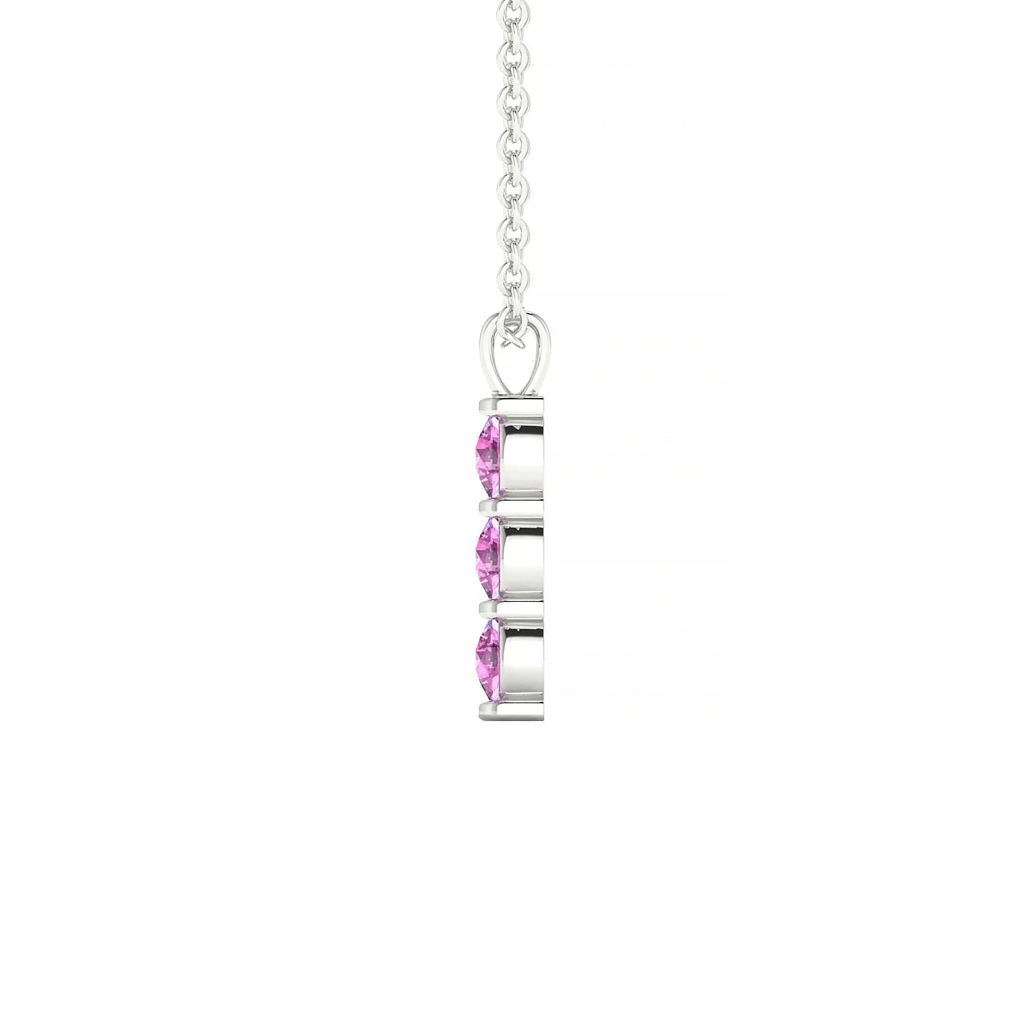 Fall | 18k White Gold 3 mm Round Pink Sapphire Pendant
