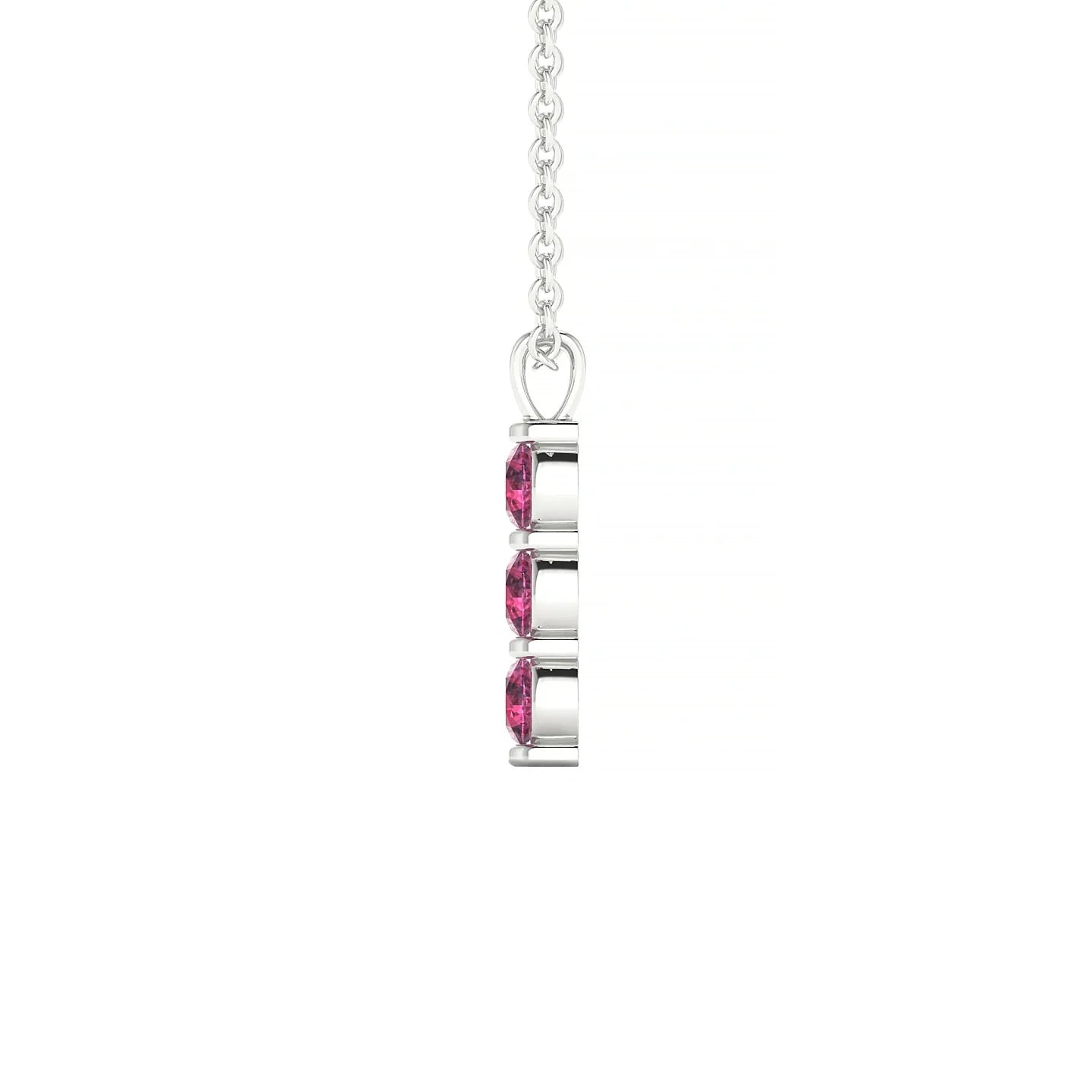 Fall | 18k White Gold 3 mm Round Rhodolite Pendant