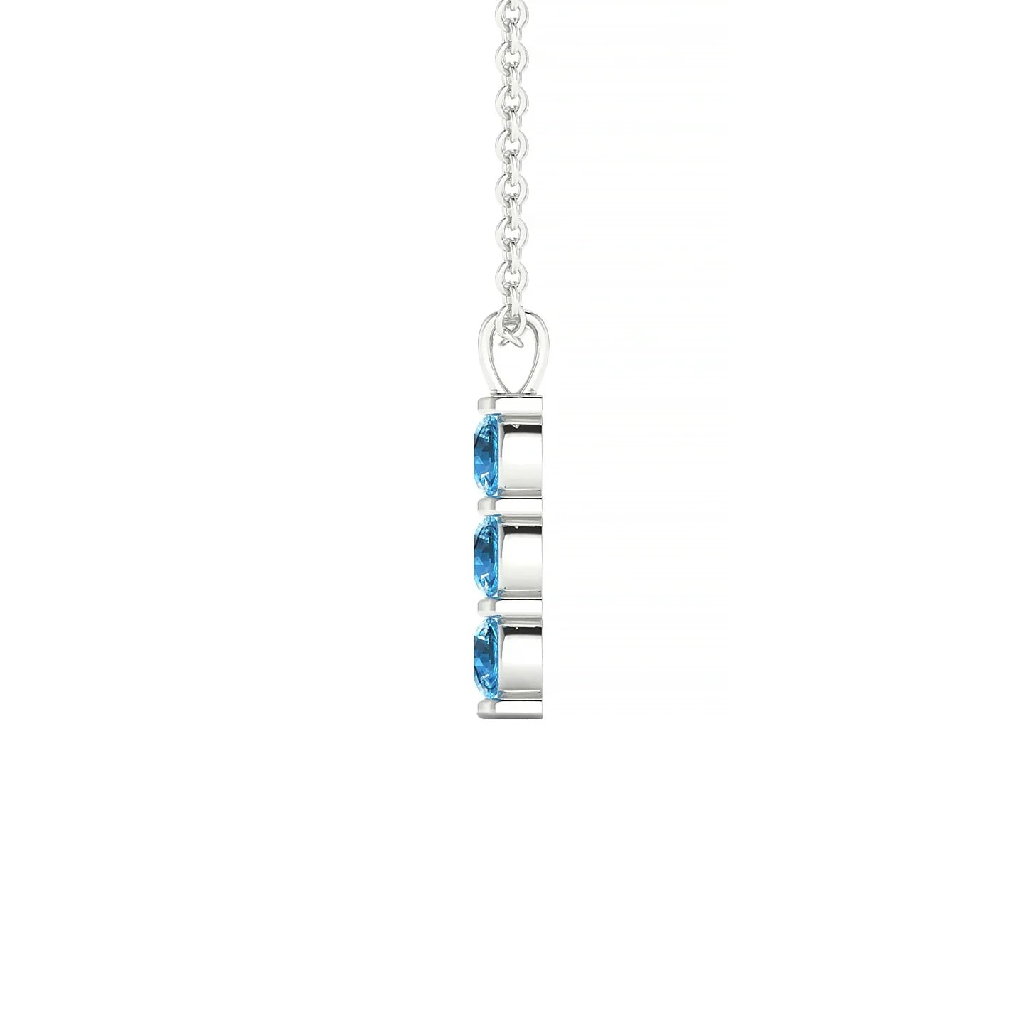 Fall | 18k White Gold 3 mm Round Topaz Pendant