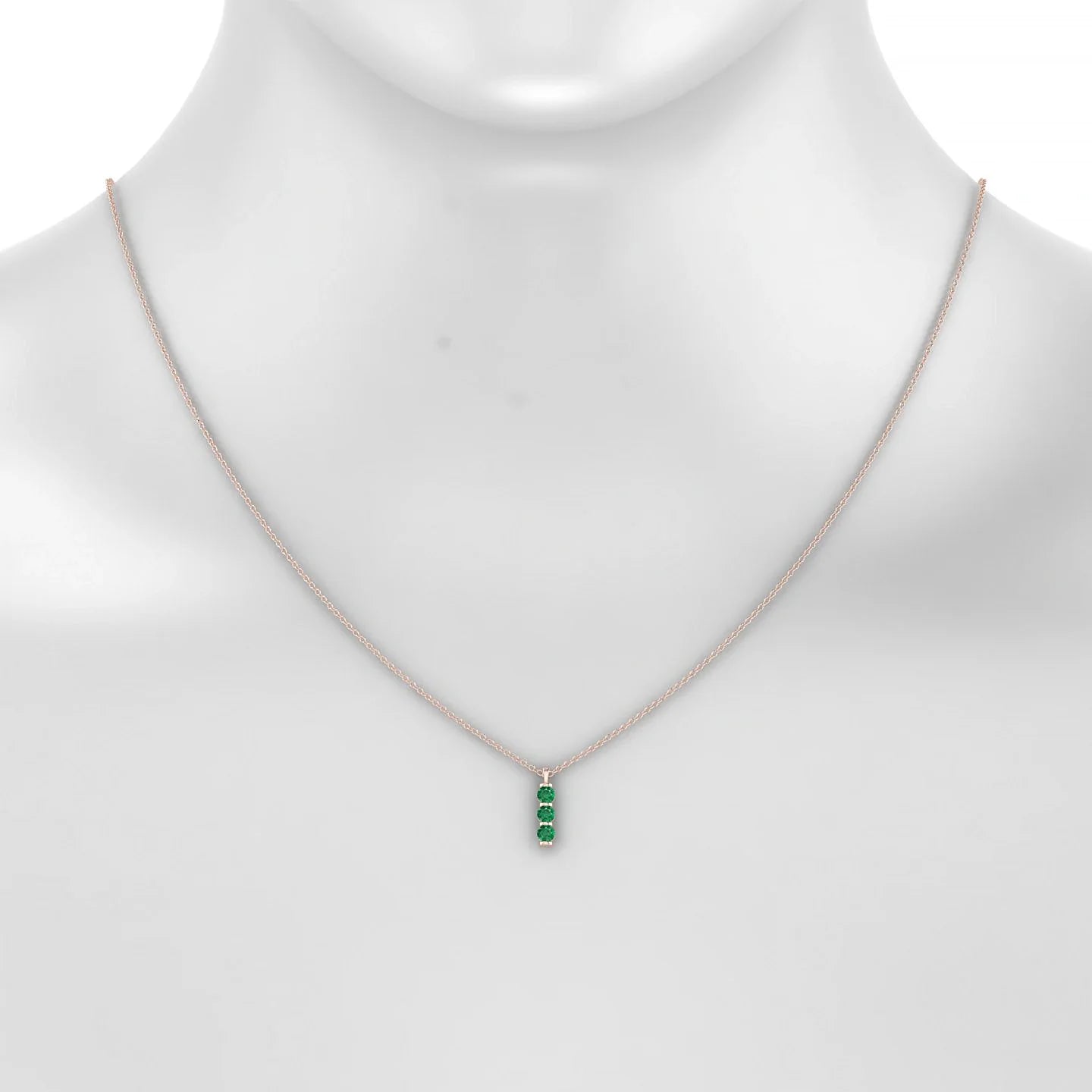 Fall | 18k Rose Gold 3 mm Round Emerald Pendant
