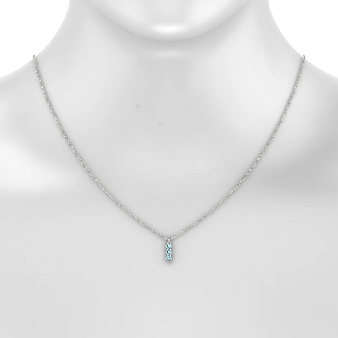 Fall | 18k White Gold 3 mm Round Aquamarine Pendant