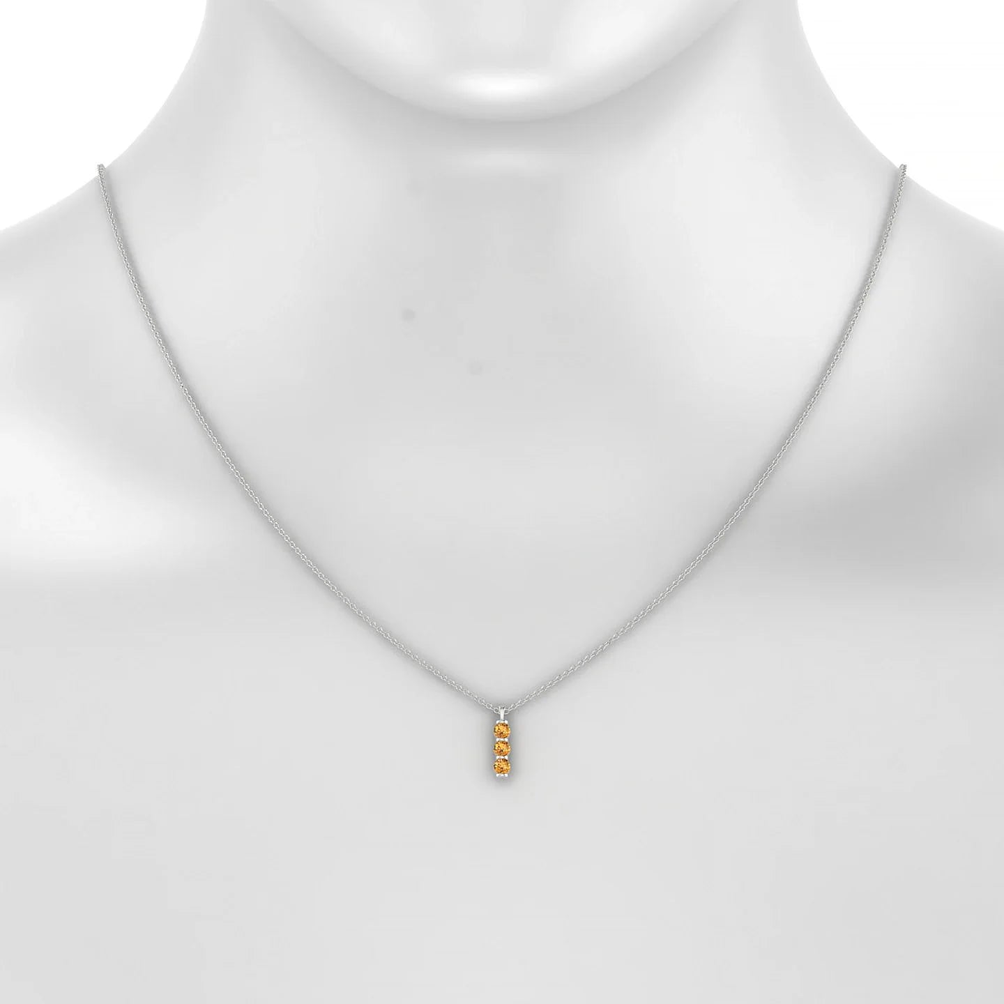 Fall | 18k White Gold 3 mm Round Citrine Pendant