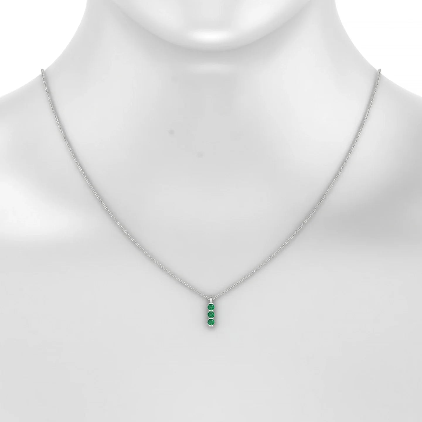 Fall | 18k White Gold 3 mm Round Emerald Pendant