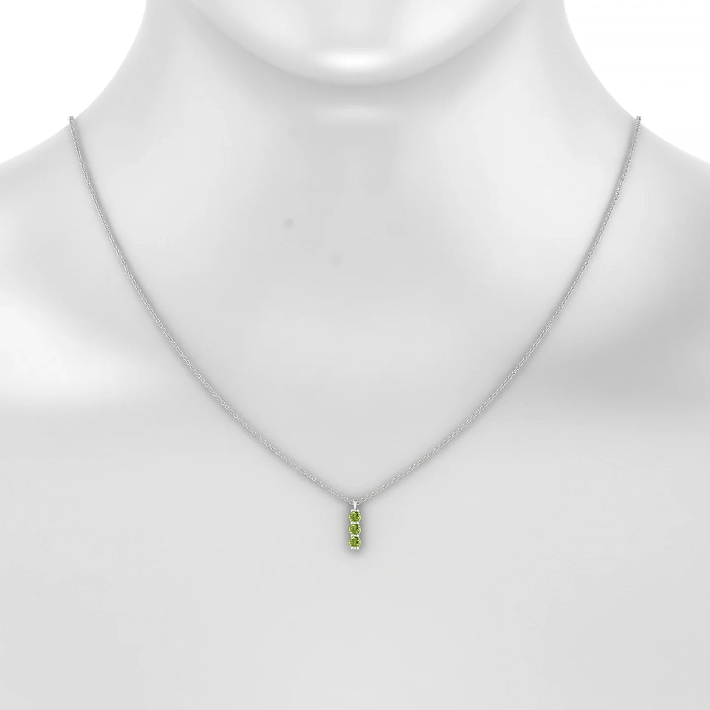 Fall | 18k White Gold 3 mm Round Peridot Pendant