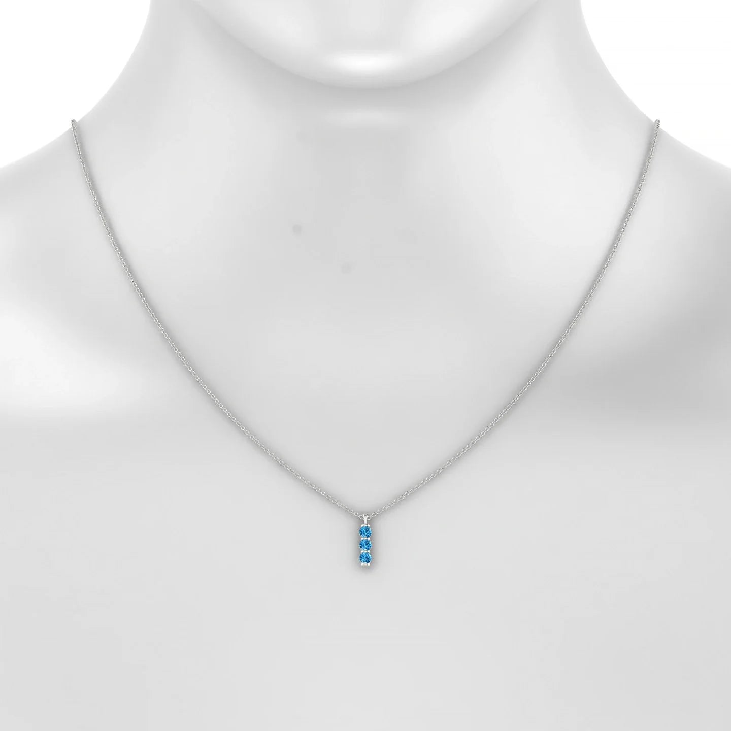 Fall | 18k White Gold 3 mm Round Topaz Pendant