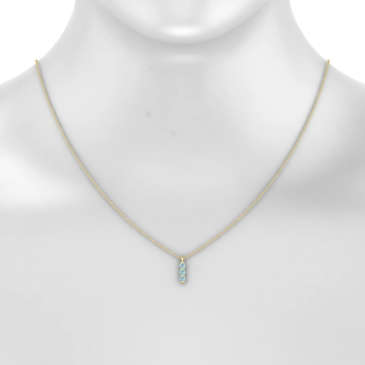 Fall | 18k Yellow Gold 3 mm Round Aquamarine Pendant