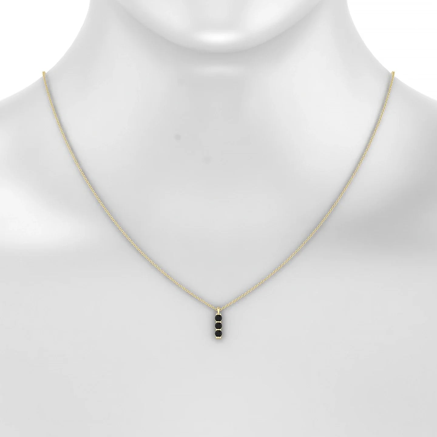 Fall | 18k Yellow Gold 3 mm Round Black Diamond Pendant