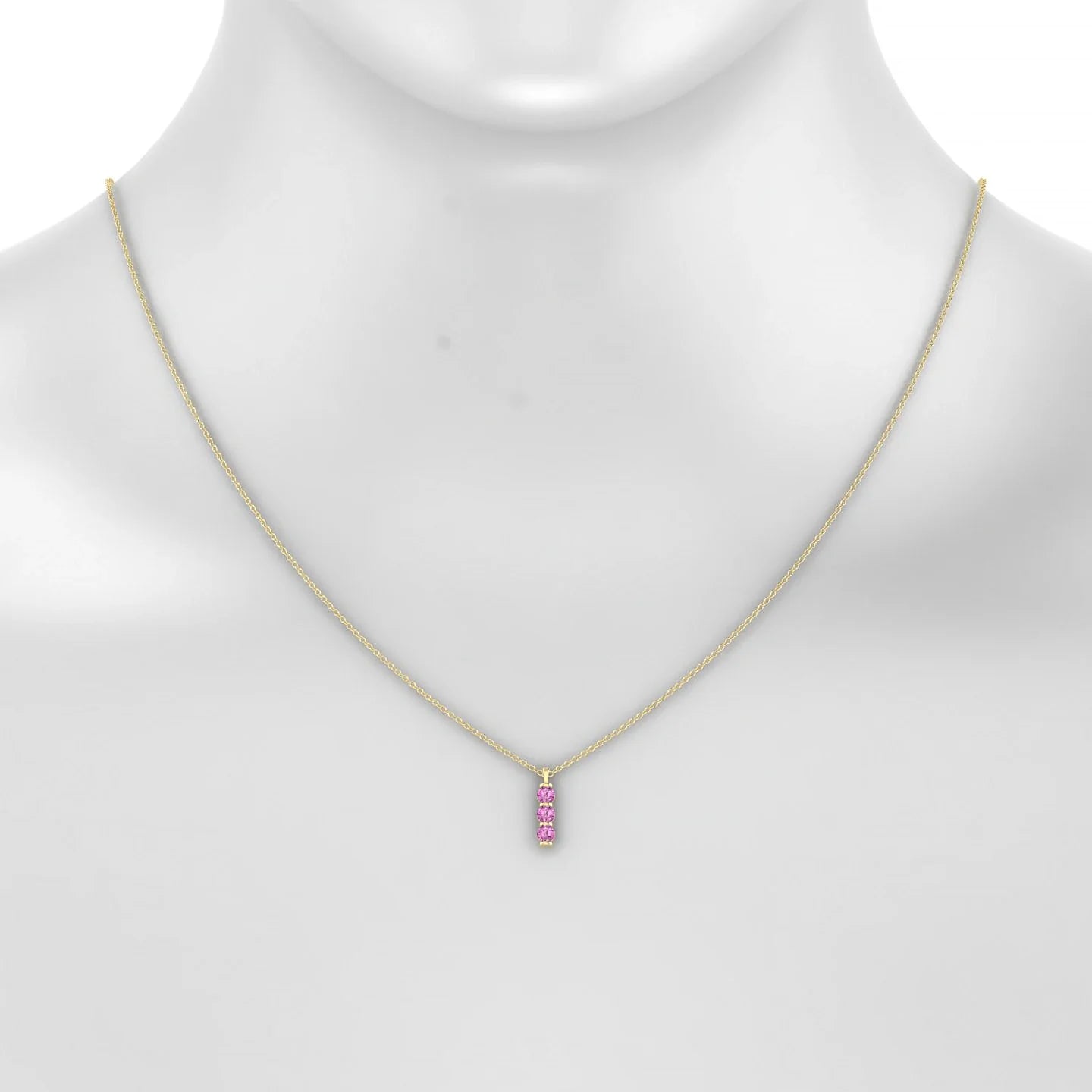 Fall | 18k Yellow Gold 3 mm Round Pink Sapphire Pendant