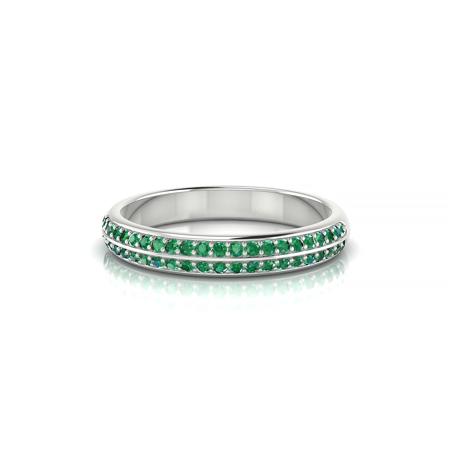 Fascination | 18k White Gold 1.1 mm Round Emerald Ring