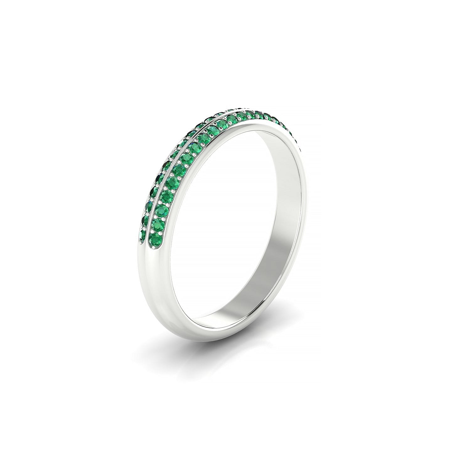 Fascination | 18k White Gold 1.1 mm Round Emerald Ring