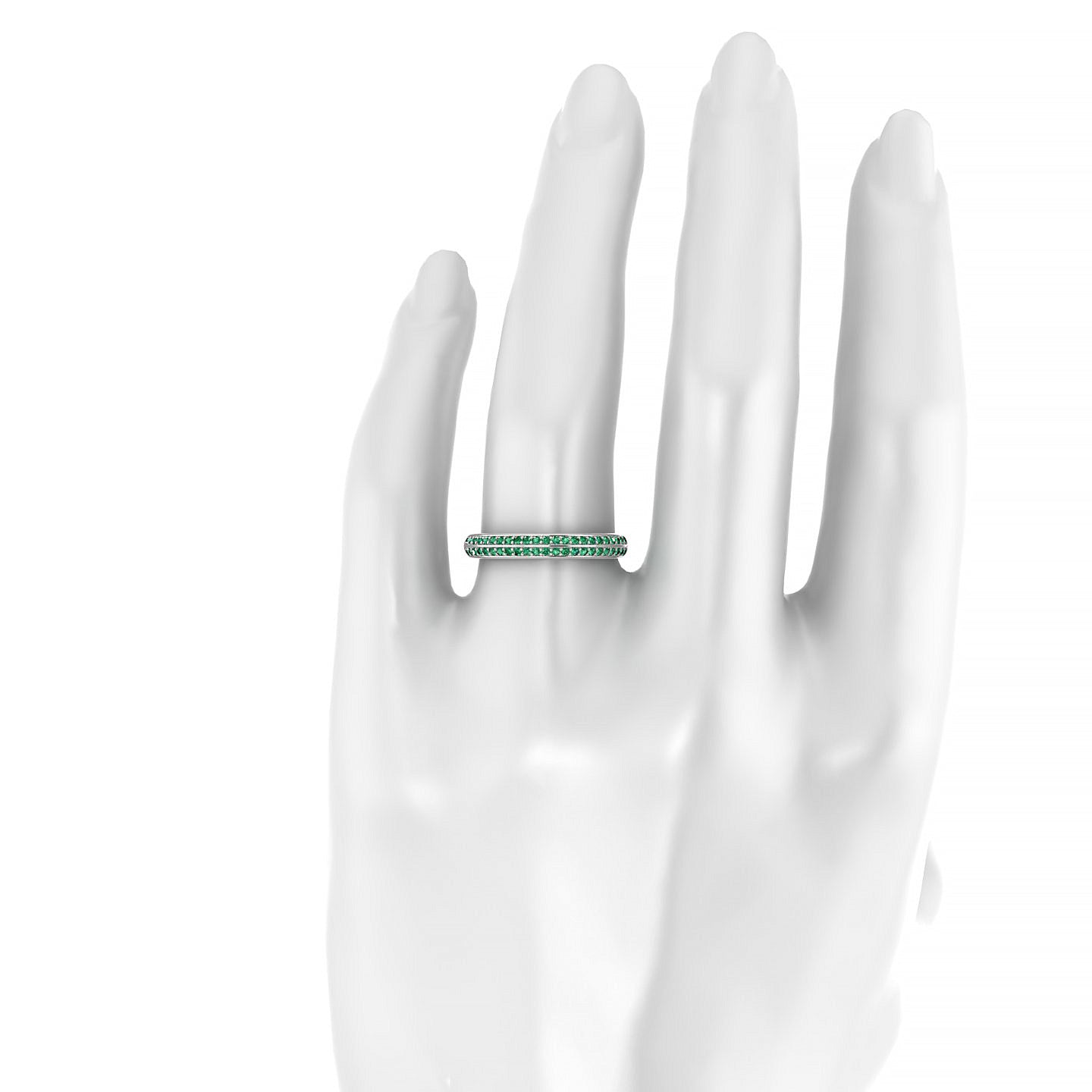 Fascination | 18k White Gold 1.1 mm Round Emerald Ring
