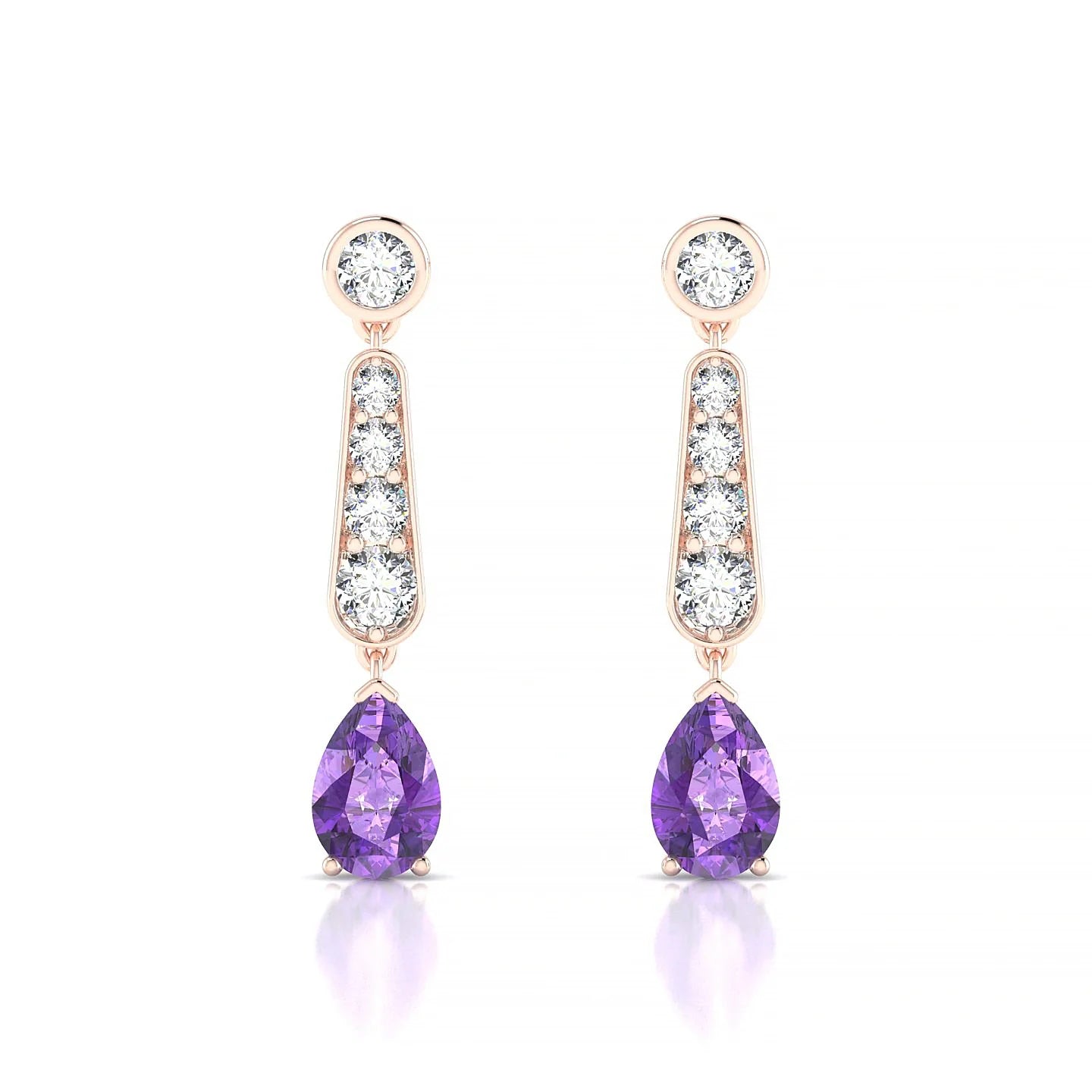 Favor | 18k Rose Gold 6 x 4 mm Pear Amethyst Earrings