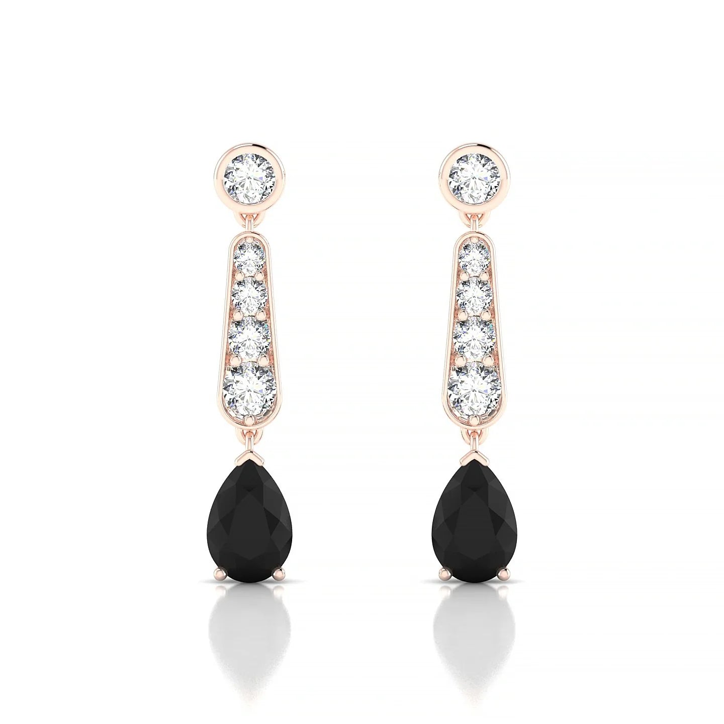 Favor | 18k Rose Gold 6 x 4 mm Pear Black Diamond Earrings