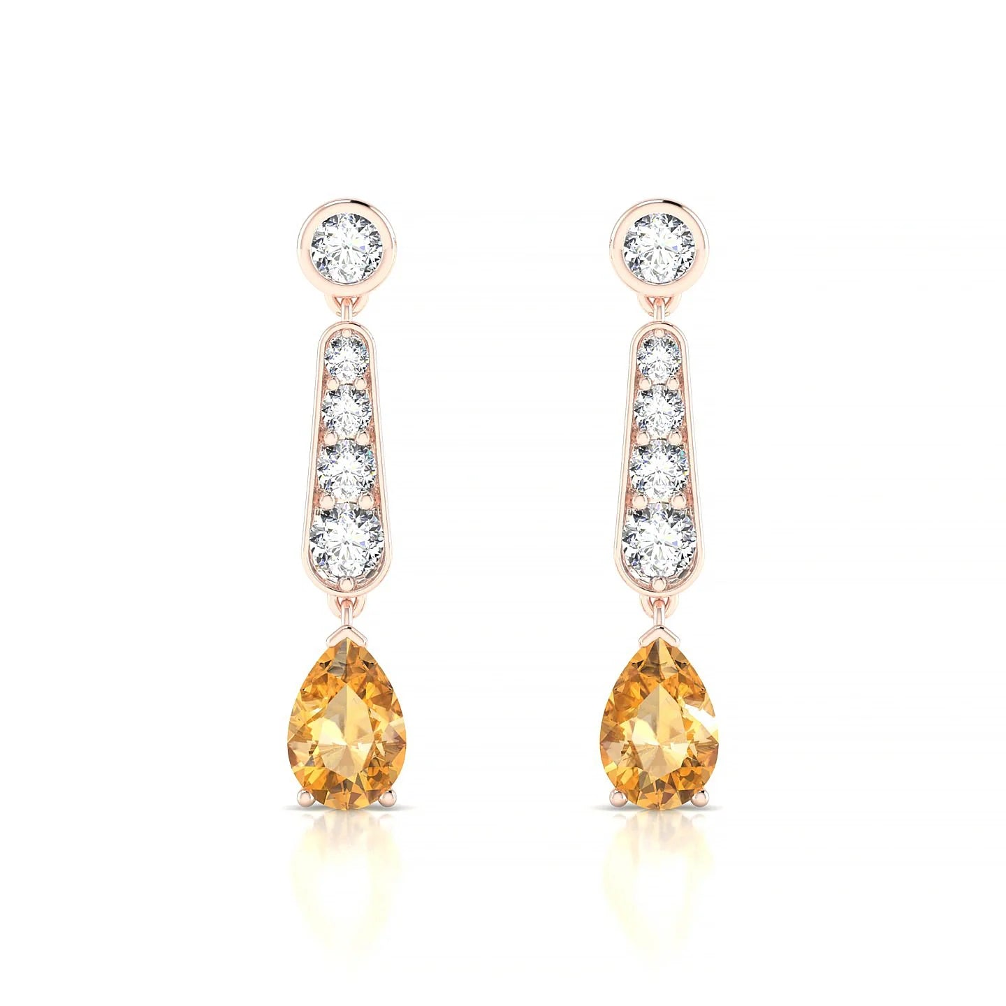Favor | 18k Rose Gold 6 x 4 mm Pear Citrine Earrings