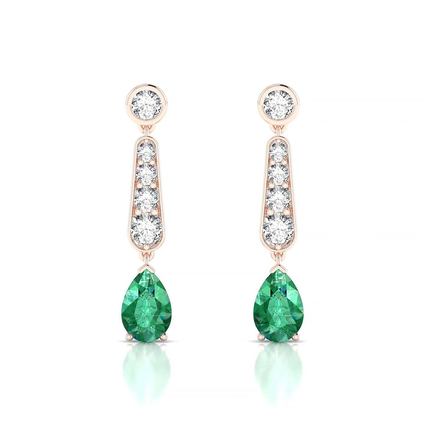 Favor | 18k Rose Gold 6 x 4 mm Pear Emerald Earrings
