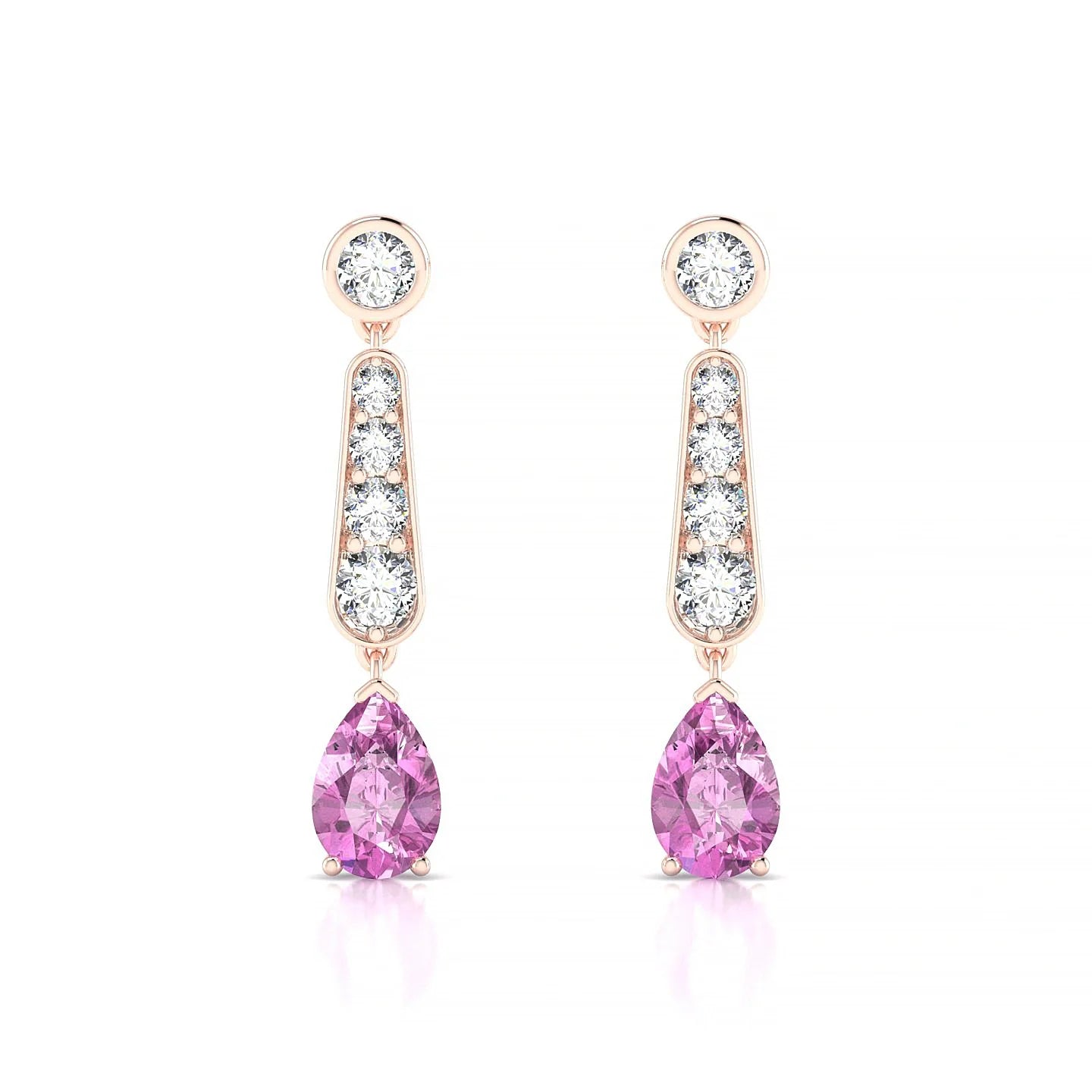 Favor | 18k Rose Gold 6 x 4 mm Pear Pink Sapphire Earrings