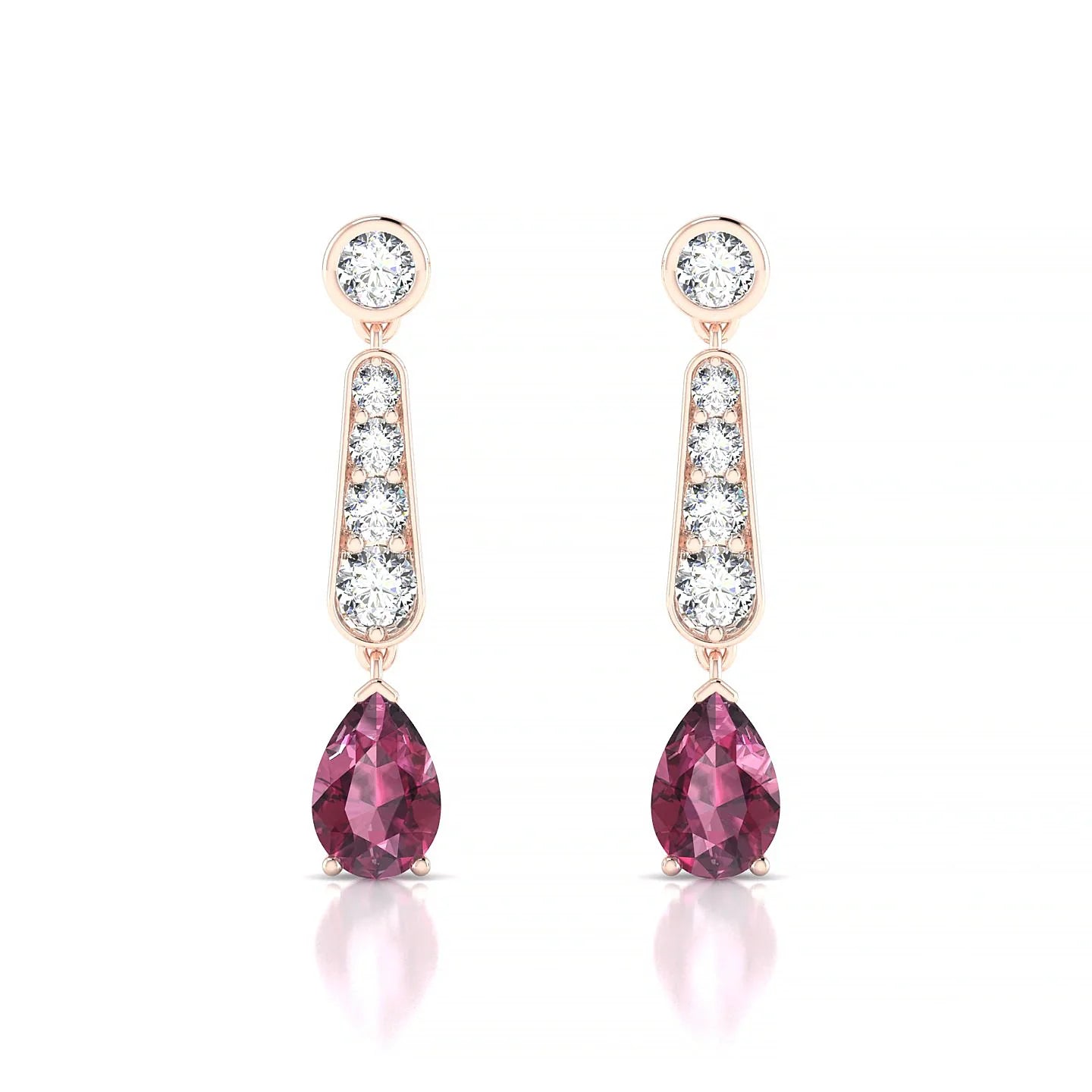 Favor | 18k Rose Gold 6 x 4 mm Pear Rhodolite Earrings