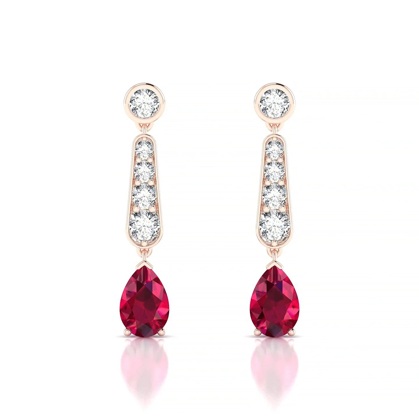 Favor | 18k Rose Gold 6 x 4 mm Pear Ruby Earrings