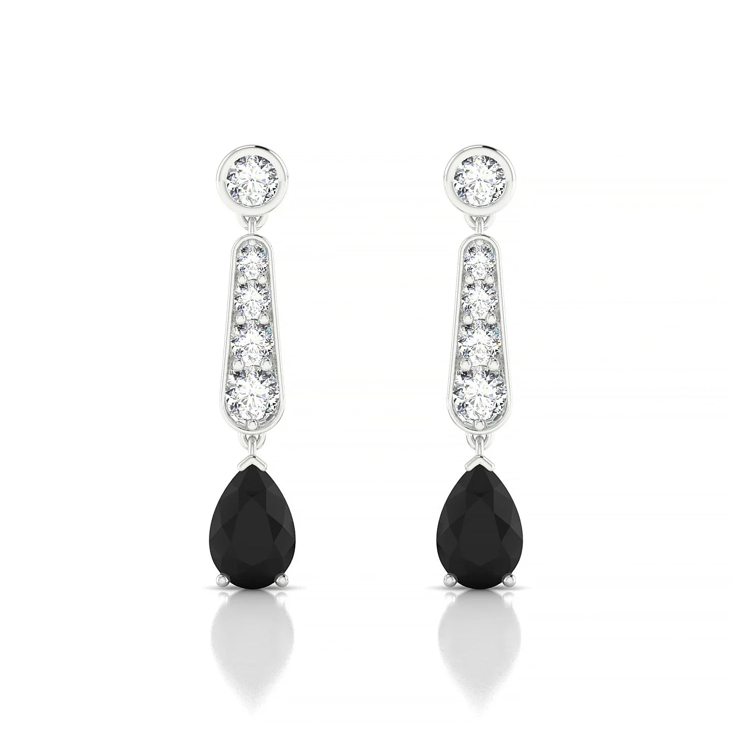 Favor | 18k White Gold 6 x 4 mm Pear Black Diamond Earrings