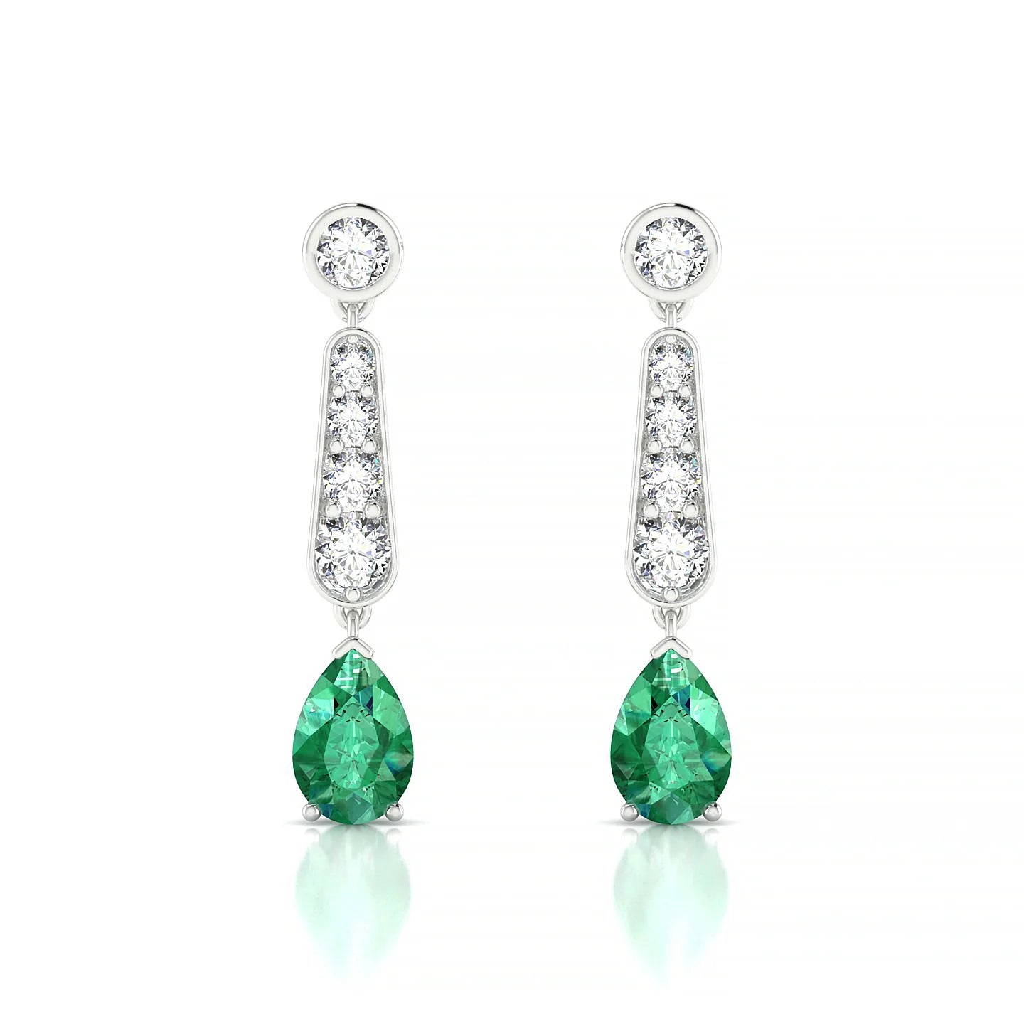 Favor | 18k White Gold 6 x 4 mm Pear Emerald Earrings