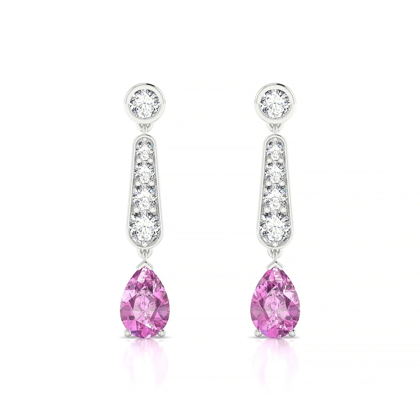 Favor | 18k White Gold 6 x 4 mm Pear Pink Sapphire Earrings