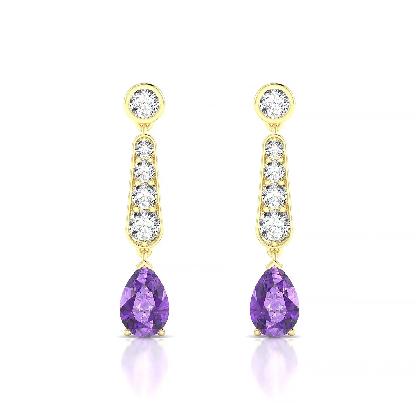 Favor | 18k Yellow Gold 6 x 4 mm Pear Amethyst Earrings