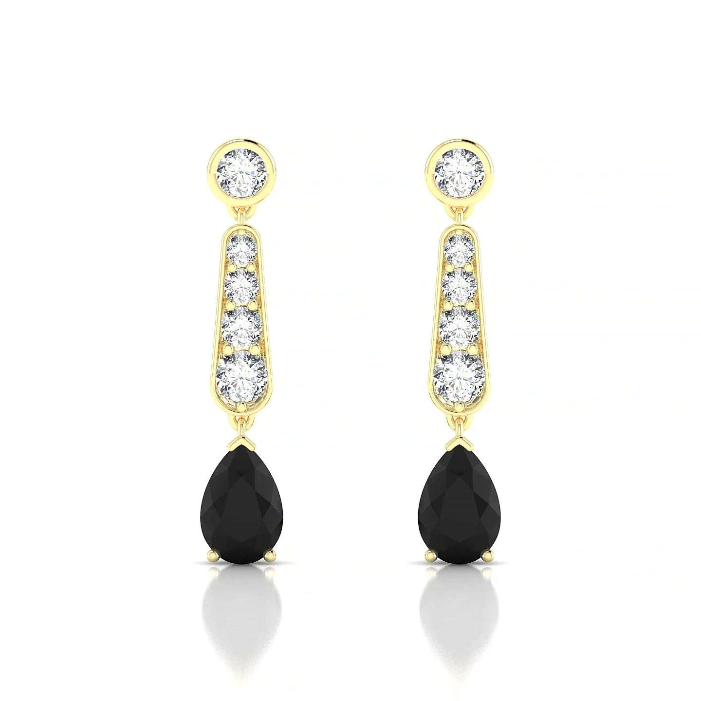 Favor | 18k Yellow Gold 6 x 4 mm Pear Black Diamond Earrings