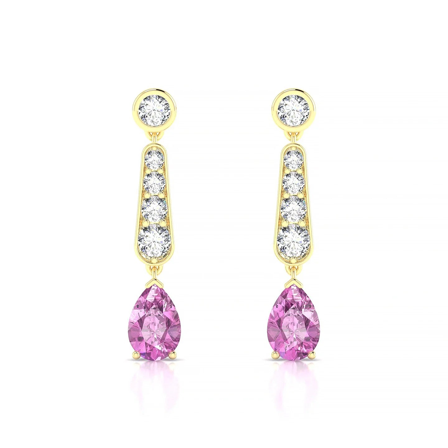 Favor | 18k Yellow Gold 6 x 4 mm Pear Pink Sapphire Earrings