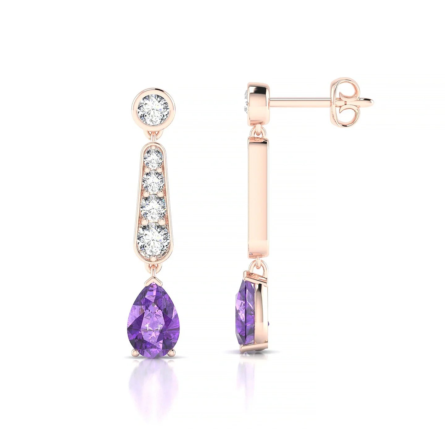 Favor | 18k Rose Gold 6 x 4 mm Pear Amethyst Earrings