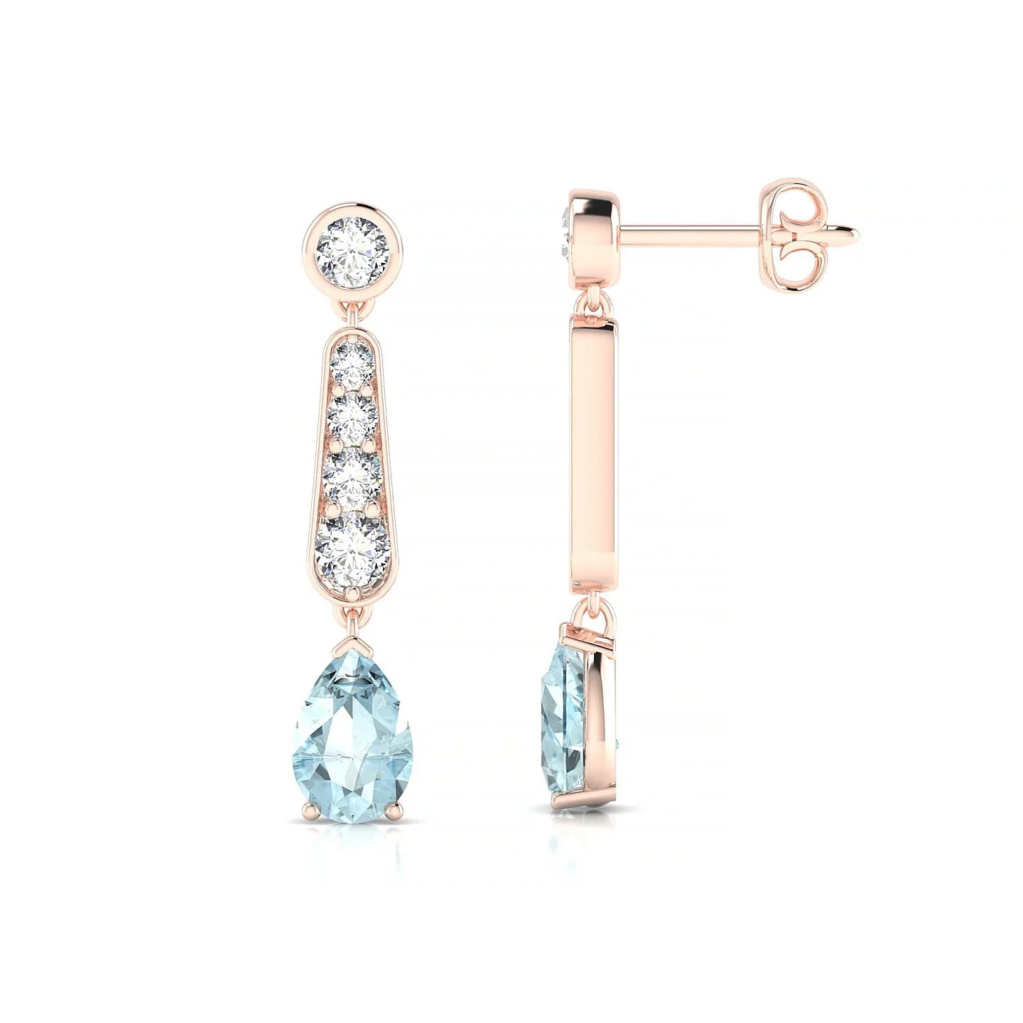Favor | 18k Rose Gold 6 x 4 mm Pear Aquamarine Earrings