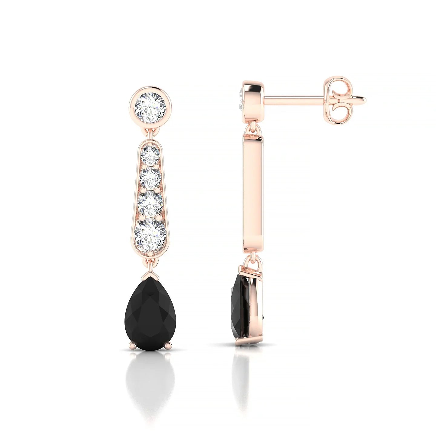 Favor | 18k Rose Gold 6 x 4 mm Pear Black Diamond Earrings