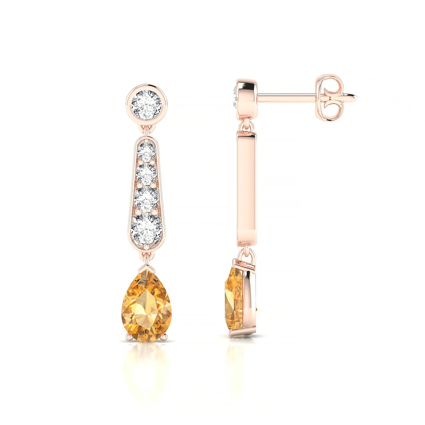 Favor | 18k Rose Gold 6 x 4 mm Pear Citrine Earrings